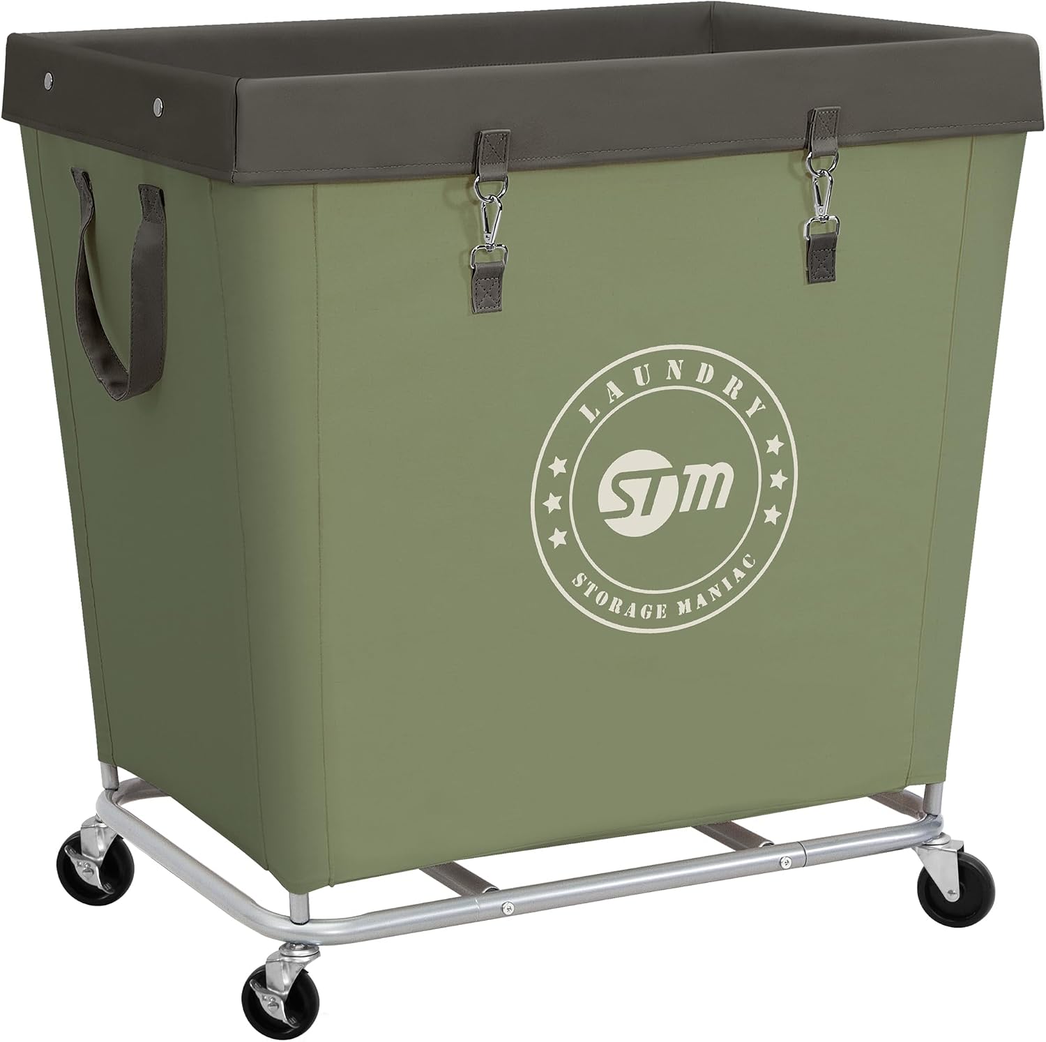 STORAGE MANIAC Commercial Laundry Hamper with Heavy Duty Steel Frame, 160 L Industrial Clothes Basket Cart with Wheels for Big Family, Home, Hotel
