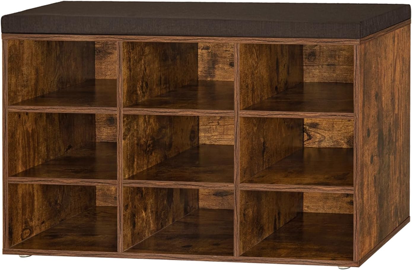 Shoe Storage Bench with Cushion, 15-Cubby Shoe Rack, Adjustable Shelves, Long Shoe Organizer Bench for Entryway, Mudroom, Hallway, Living Room