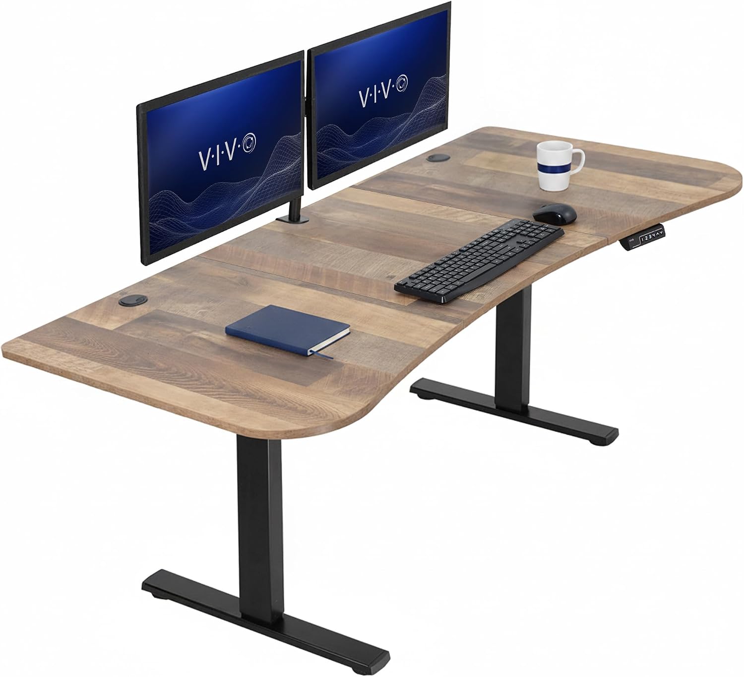 VIVO Electric 63 x 32 in Standing Desk, Memory Height Adjustment, 1B Series, Holds 220 lbs, Dark Walnut Top Black Frame, DESK-KIT-1B1D