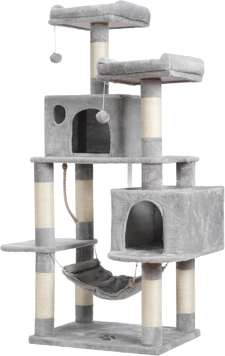 Hey-brother Large Multi-Level Cat Tree Condo Furniture with Sisal-Covered Scratching Posts, 2 Bigger Plush Condos, Perch Hammock for Kittens
