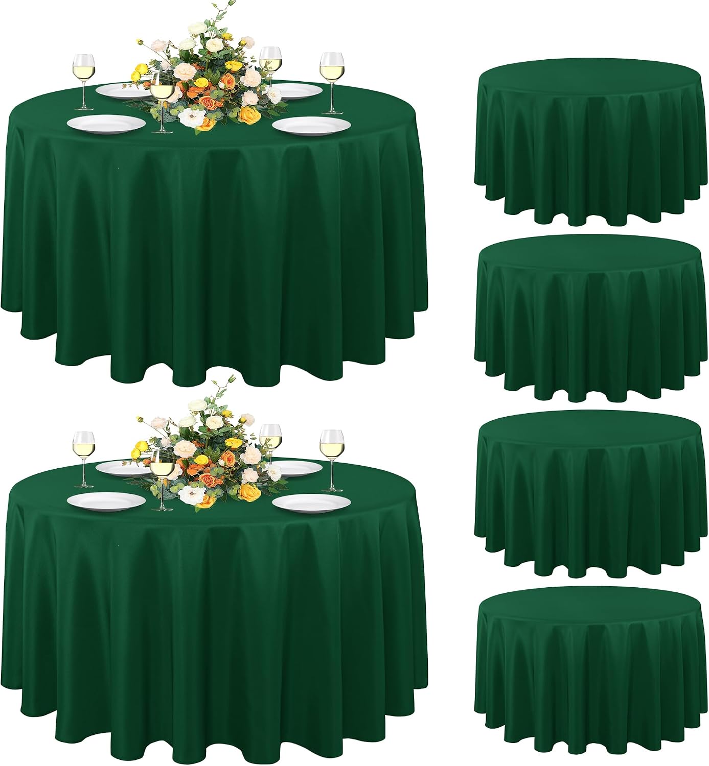 sancua 6 Pack Round Tablecloth 120 Inch White, Stain and Wrinkle Resistant Table Cloth - Washable Polyester Table Cover for Dining Tables
