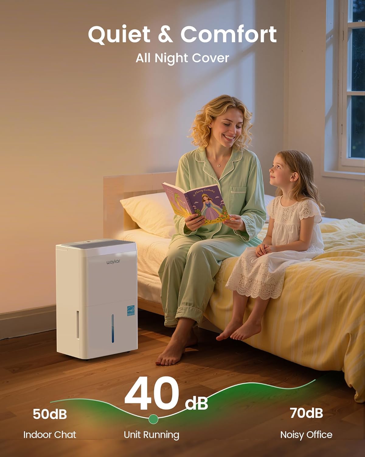 Waykar 6000 Sq.Ft Energy Star Dehumidifier for Basement and Home, 120 Pint/Day with Drain Hose and Tank, Ultra Quiet (40 dB), Smart Auto Comfort Mode