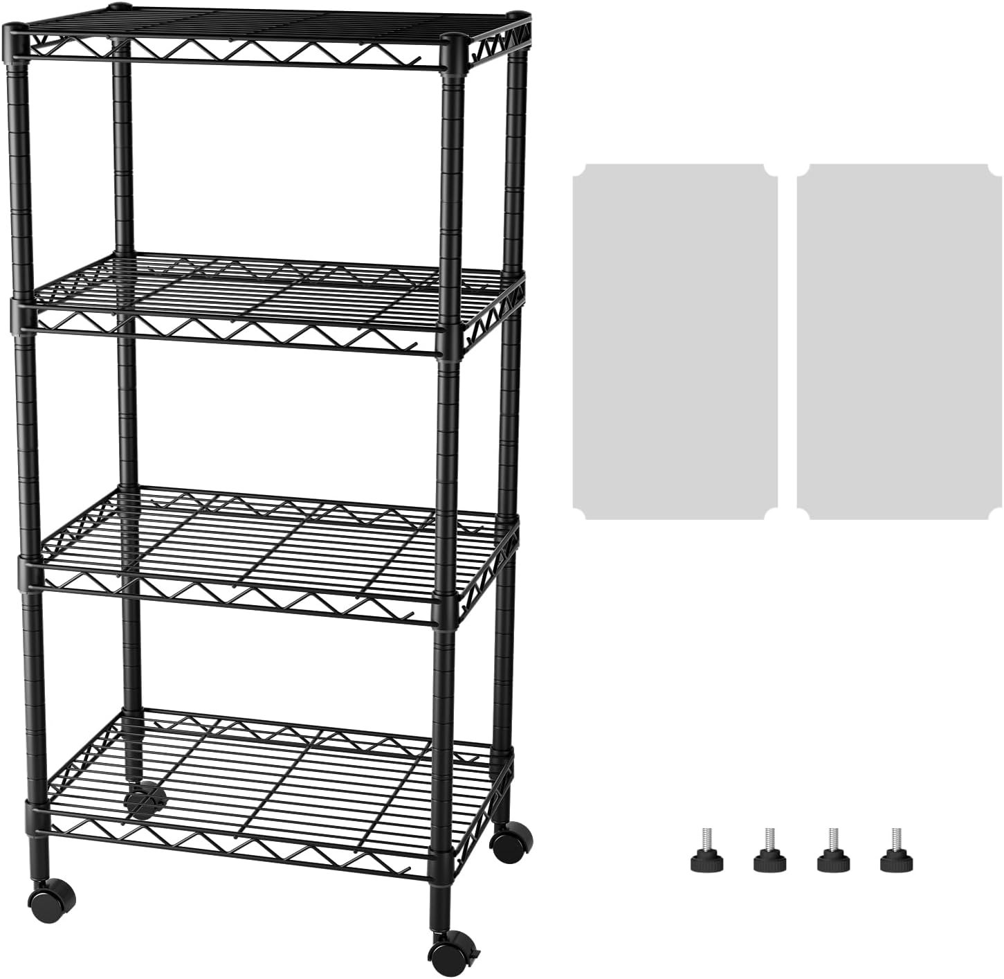 5 Shelves Storage Wire Shelf Closet Metal Shelving Pantry Wheels, Shelf Bathroom Organizers Metal Kitchen Garage Shelving Unit Laundry Room