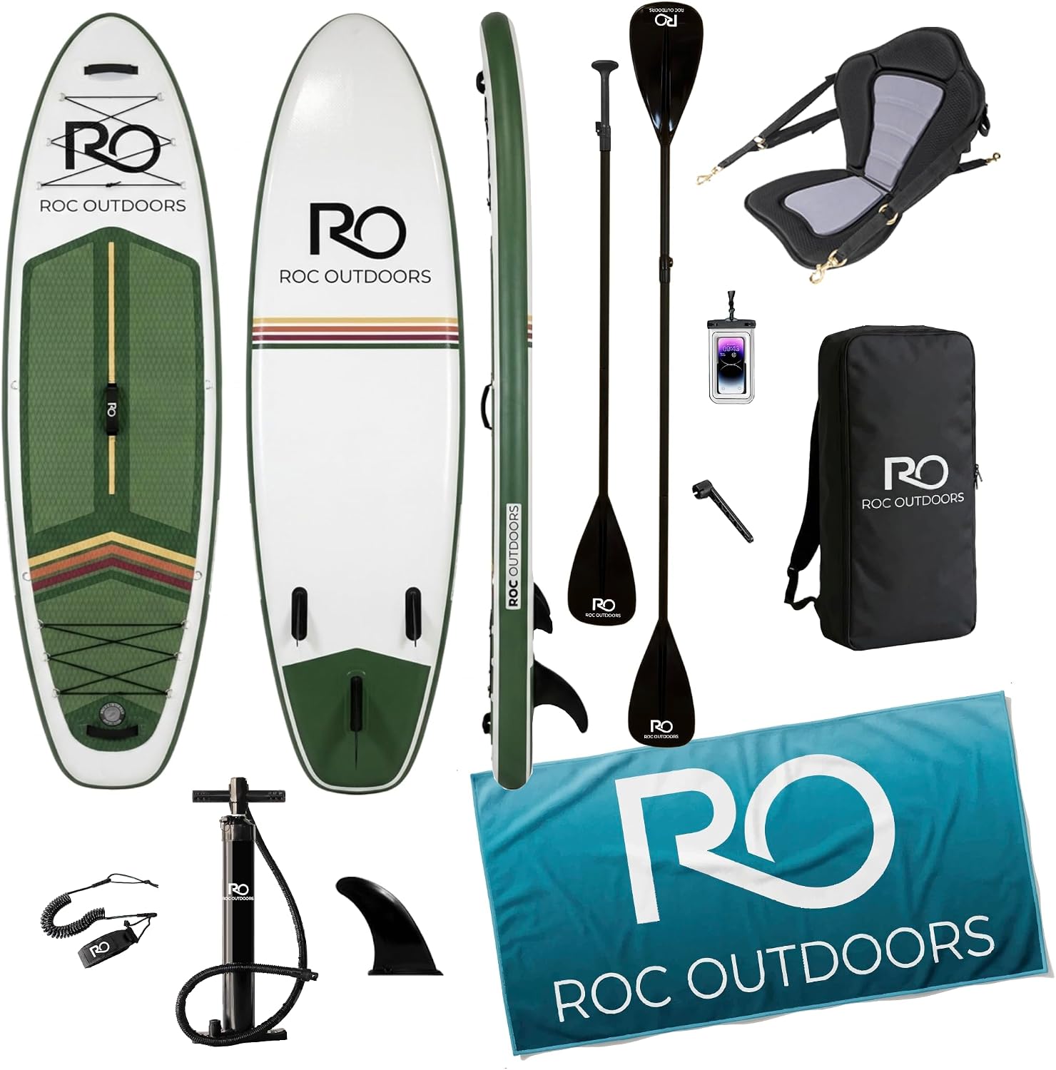 Roc Inflatable Stand Up Paddle Board 10' 6" with Premium SUP Paddle Board Accessories, Wide Stable Design, Non-Slip Comfort Deck for Youth and Adults