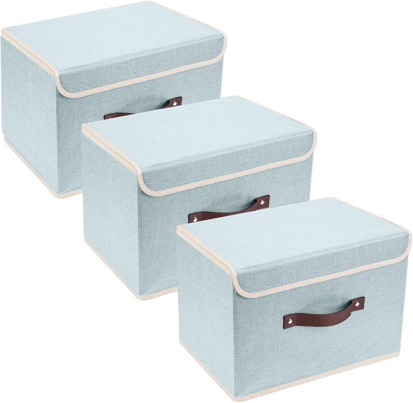 TYEERS Foldable Storage Boxes with Lids 5 Pack Fabric Storage Bins with Lids, Closet Organizers for Clothes Storage, Room Organization, Office Storage