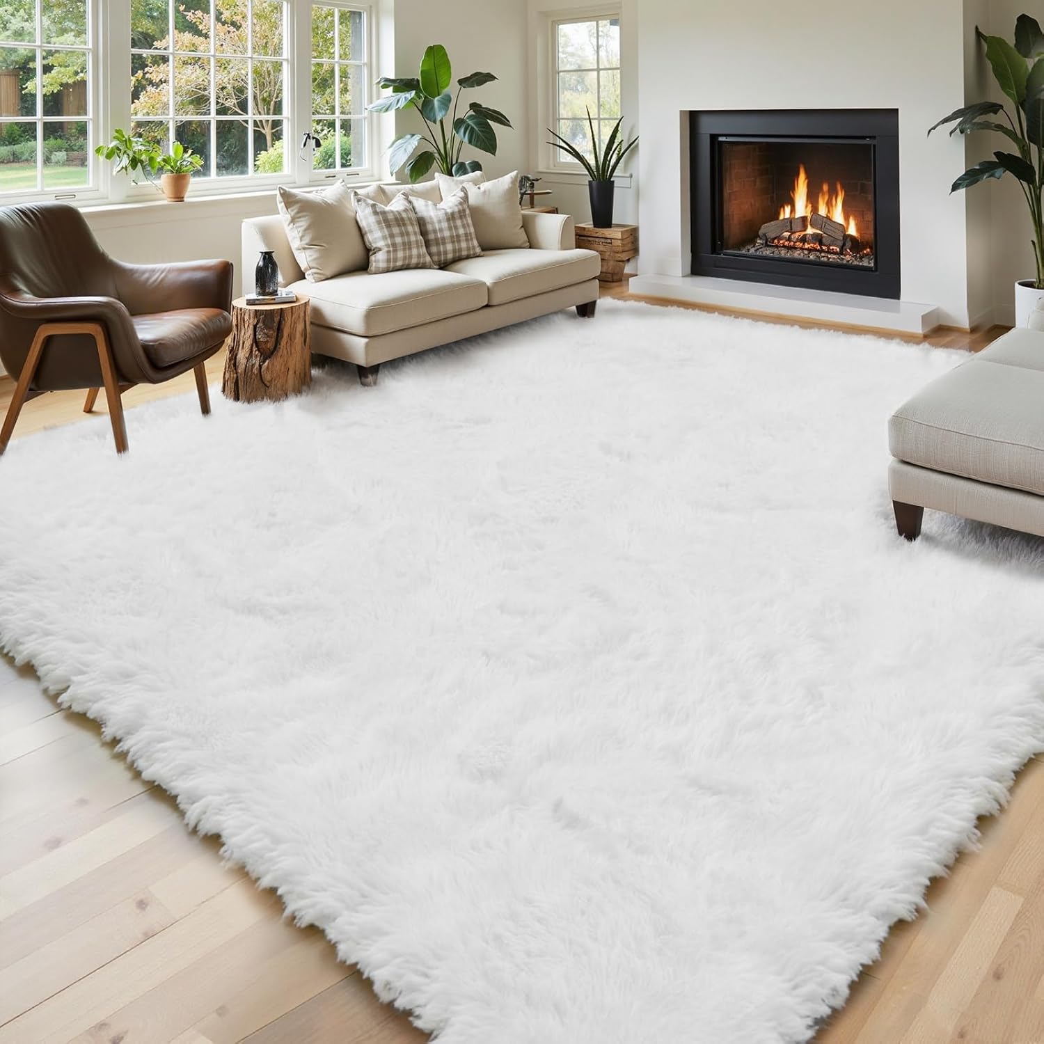 junhejiamei Area Rugs 9x12 Living Room, Large Area Rug Shaggy Carpet Soft Plush Furry Bedside Rug
