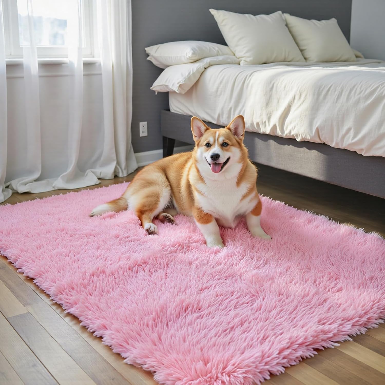 junhejiamei Area Rugs 9x12 Living Room, Large Area Rug Shaggy Carpet Soft Plush Furry Bedside Rug