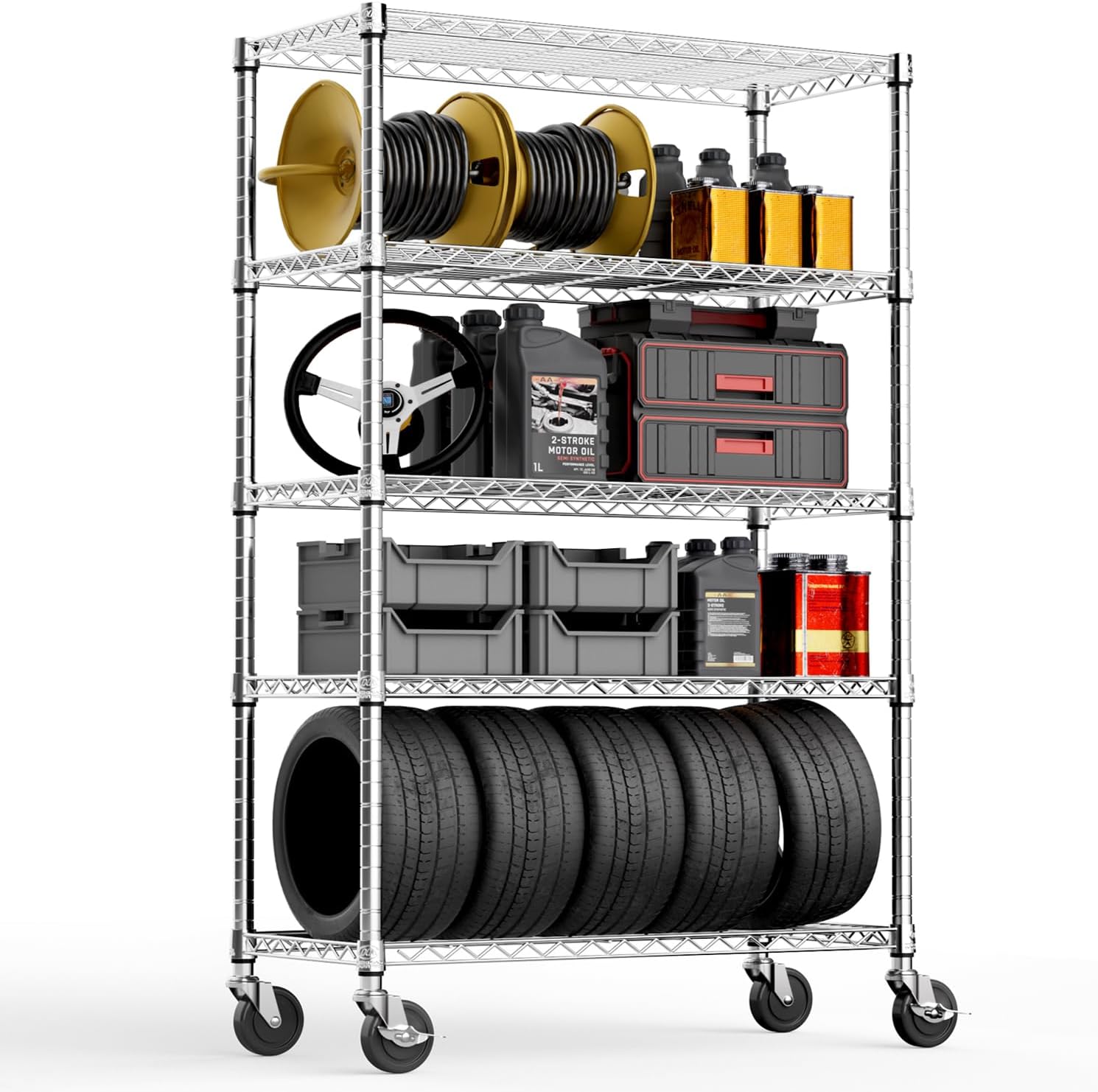 M MZG 750 lbs 3 Tier Shelf Metal Storage Shelves Wire Rack Closet Organizers with PP Board for Garage Kitchen Bathroom Laundry Chrome 11.8" D x 21.7"