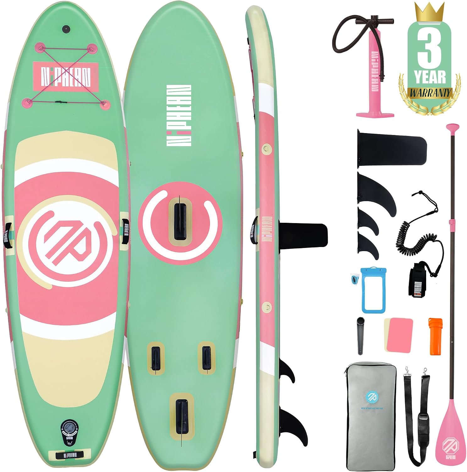 Niphean 10' Inflatable Paddle Board, Ultra-Light SUP for Beginners, Versatile Yoga Paddle Board with Durable SUP Accessories, 400lbs Capacity