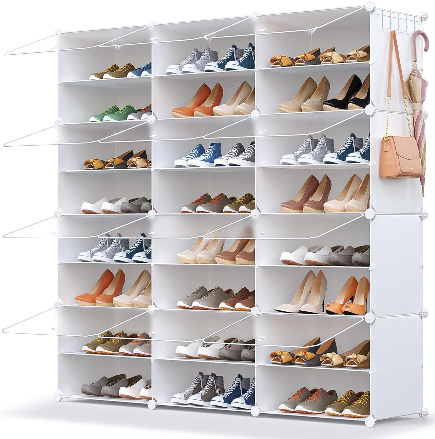 Shoe Storage, 24 Pairs Rack Organizer for Closet Cabinet with Door Shelves Closet, Entryway, Hallway, Bedroom