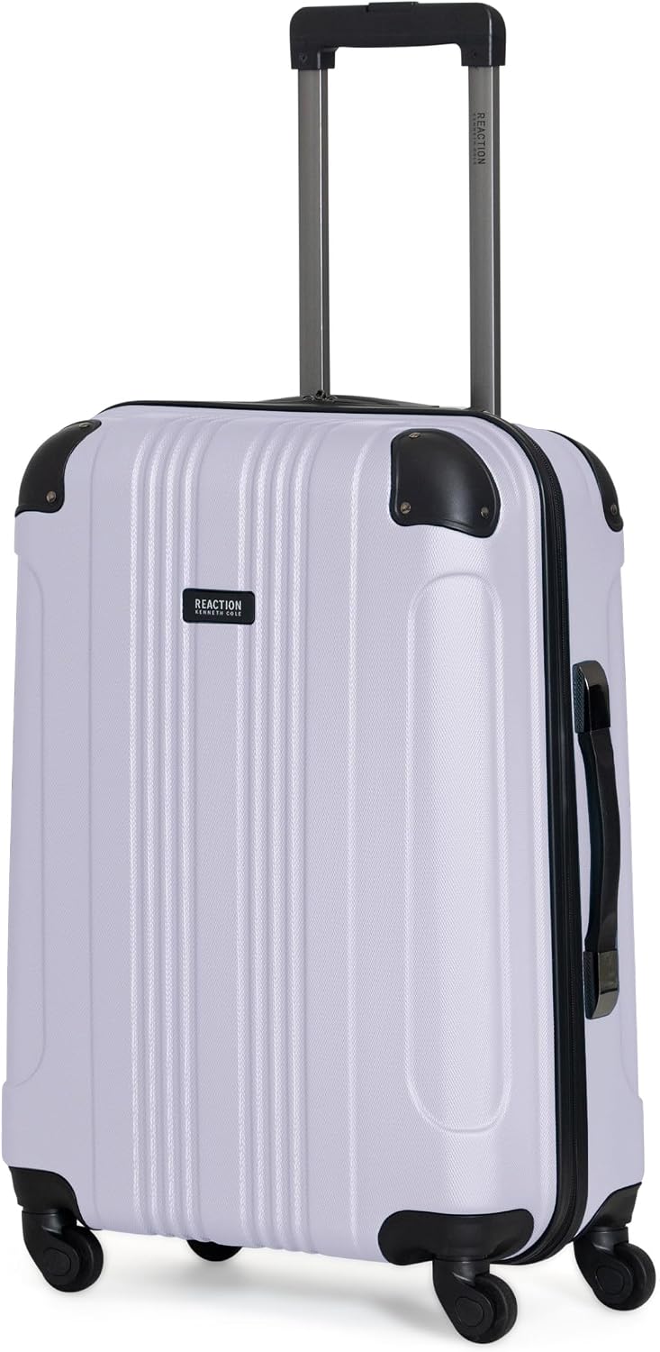 Kenneth Cole REACTION Out of Bounds Lightweight Hardshell 4-Wheel Spinner Luggage, Charcoal, 24-Inch Checked
