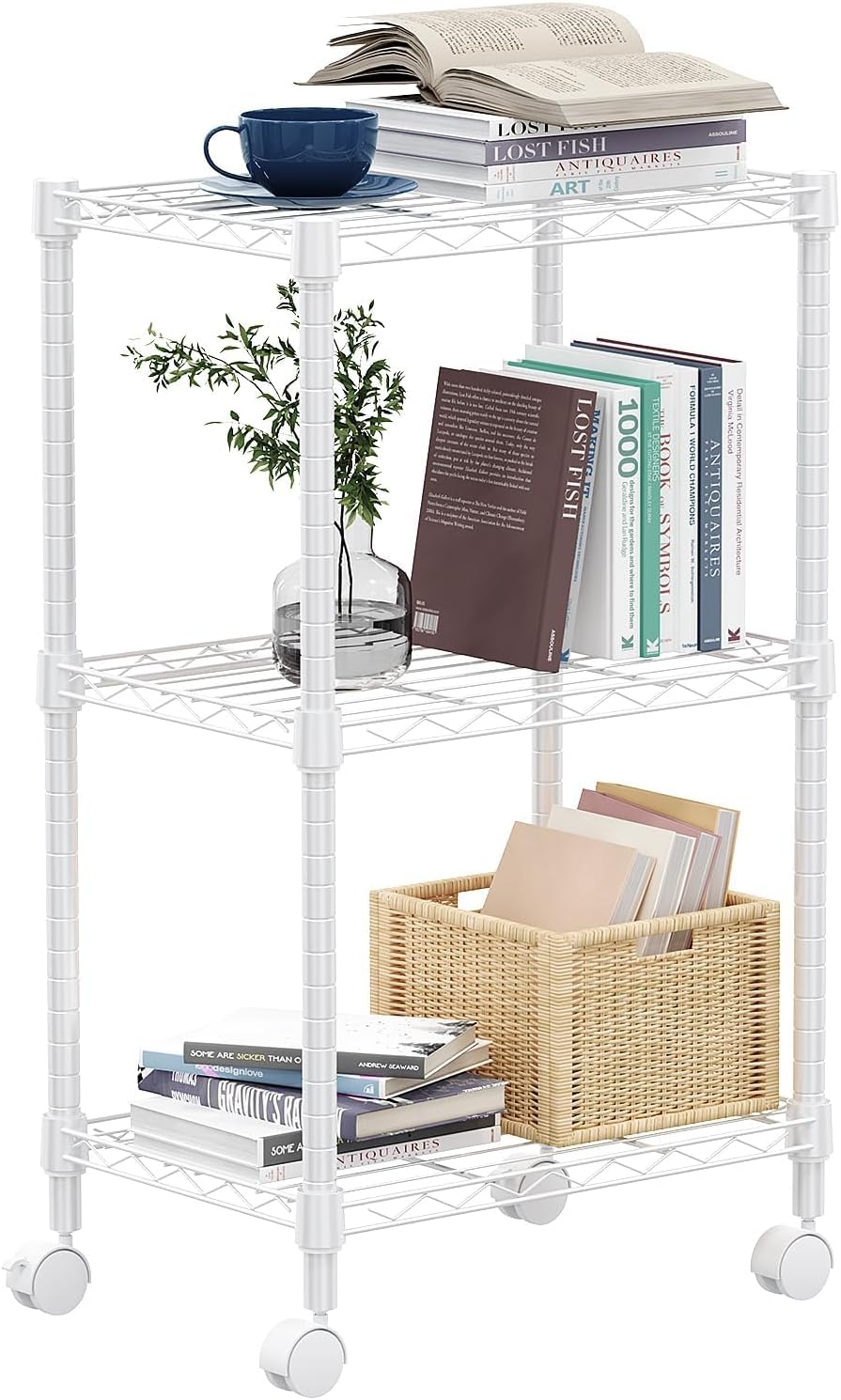 M MZG 5-Shelf Storage Shelves, Wire Shelving Heavy Duty Metal Storage Shelving Unit Adjustable Garage Shelving Rack Pantry Kitchen (Chrome, 4 Tier