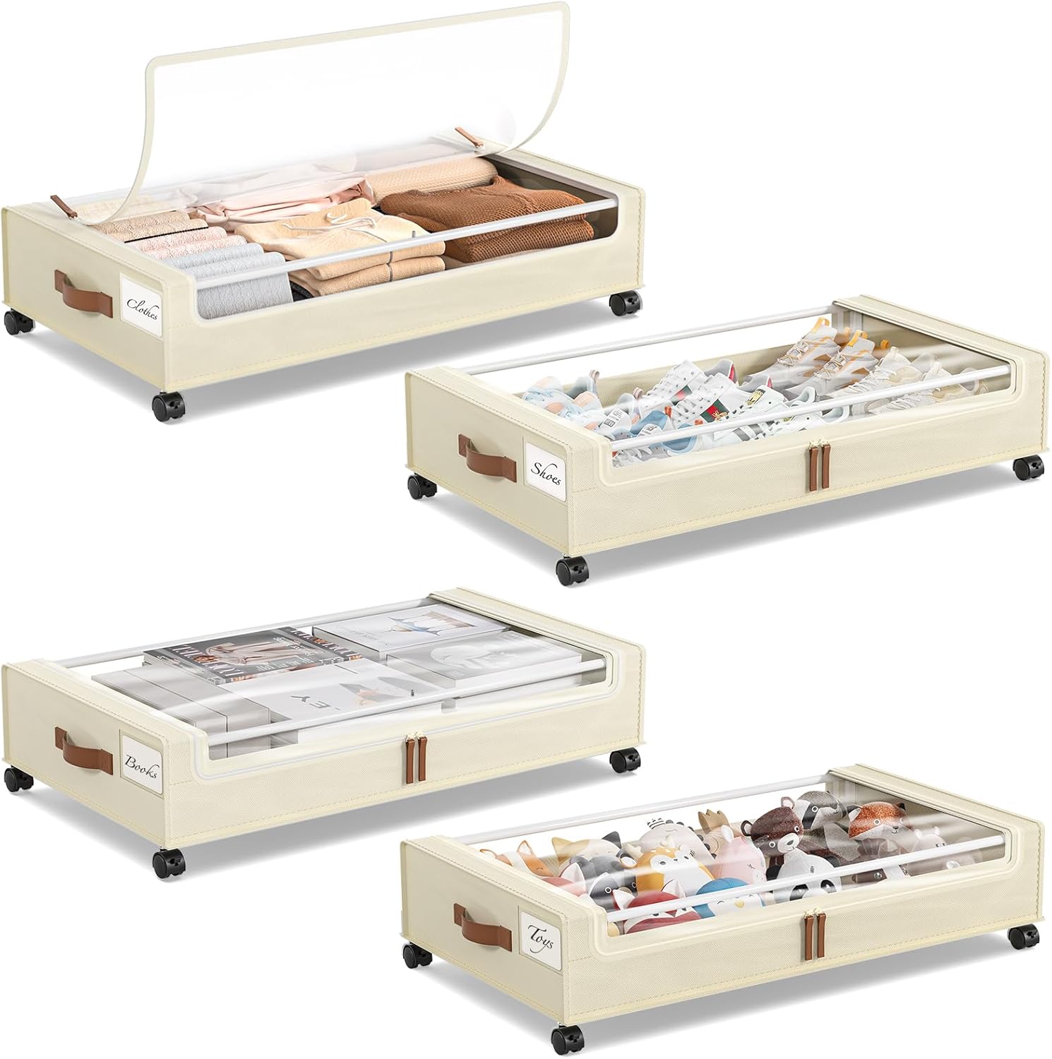 Yecaye Under Bed Storage with Wheels 2 Pack, 70L Larger Capacity Under Bed Storage Containers, Underbed Shoe Storage Organizer