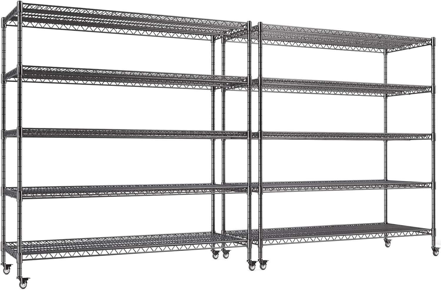 AIRAJ 55"W Storage Shelves Heavy Duty, Rolling Wire Rack with Wheels, 5 Tier Wire Shelving, 3250 LBS Metal Shelving, Garage Shelving Units and Storage