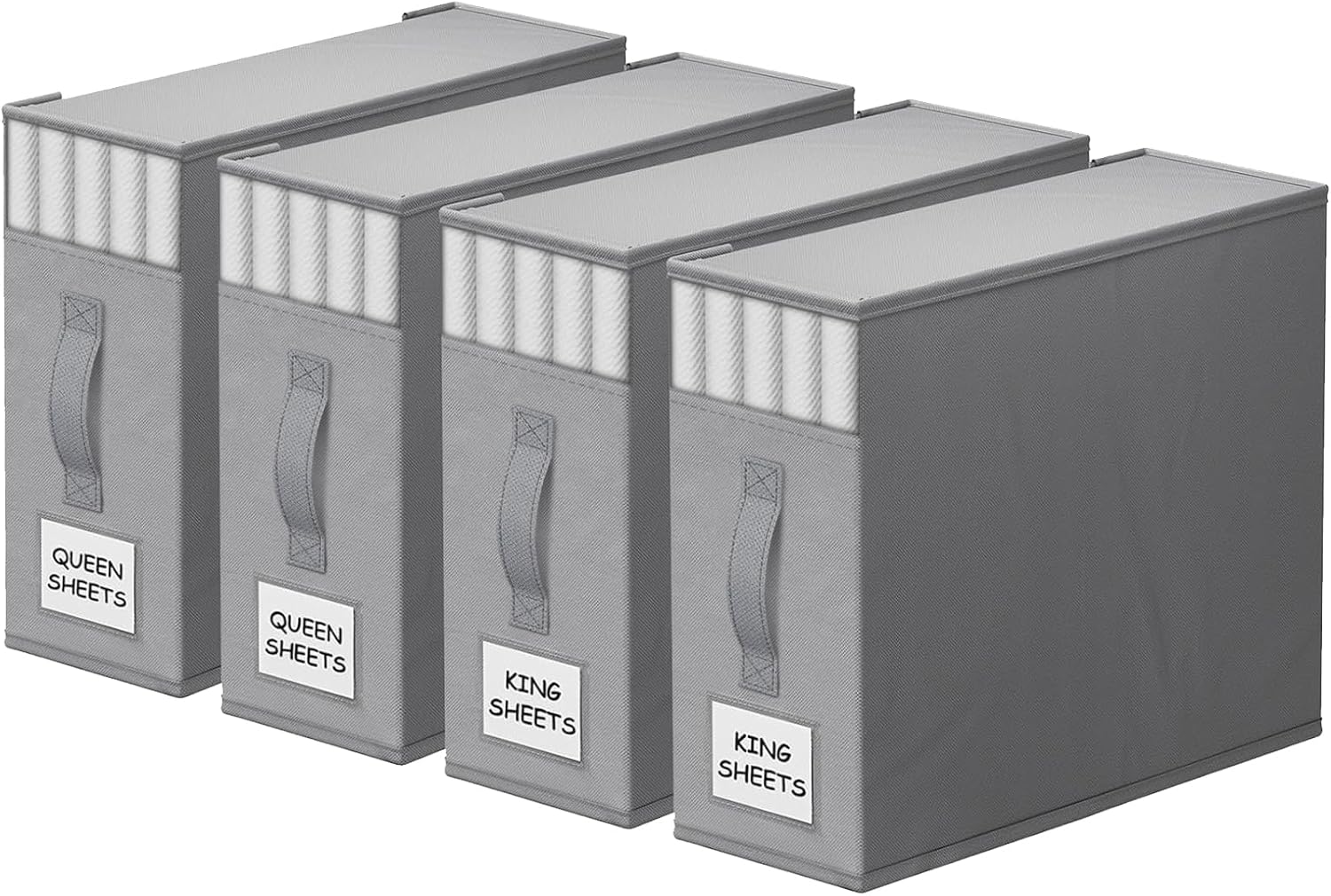StorageTastic 6 Pack Bed Sheet Closet Organizers and Storage, Sturdy Foldable Storage Containers with Window and Label