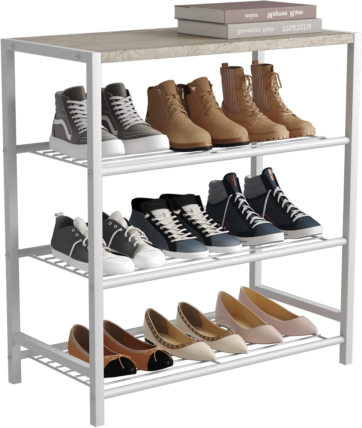 HOMEFORT Shoe Rack 6-Tier, Shoe Storage Shelf, Industrial Shoe Tower, Narrow Shoe Organizer for Closet Entryway
