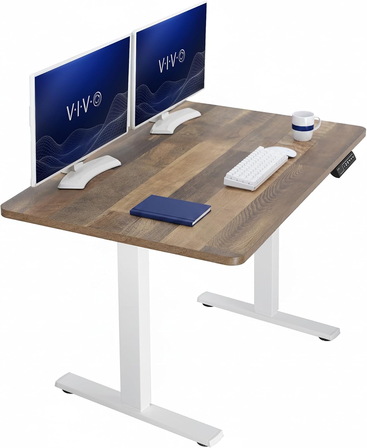 VIVO Electric 63 x 32 in Standing Desk, Memory Height Adjustment, 1B Series, Holds 220 lbs, Dark Walnut Top Black Frame, DESK-KIT-1B1D