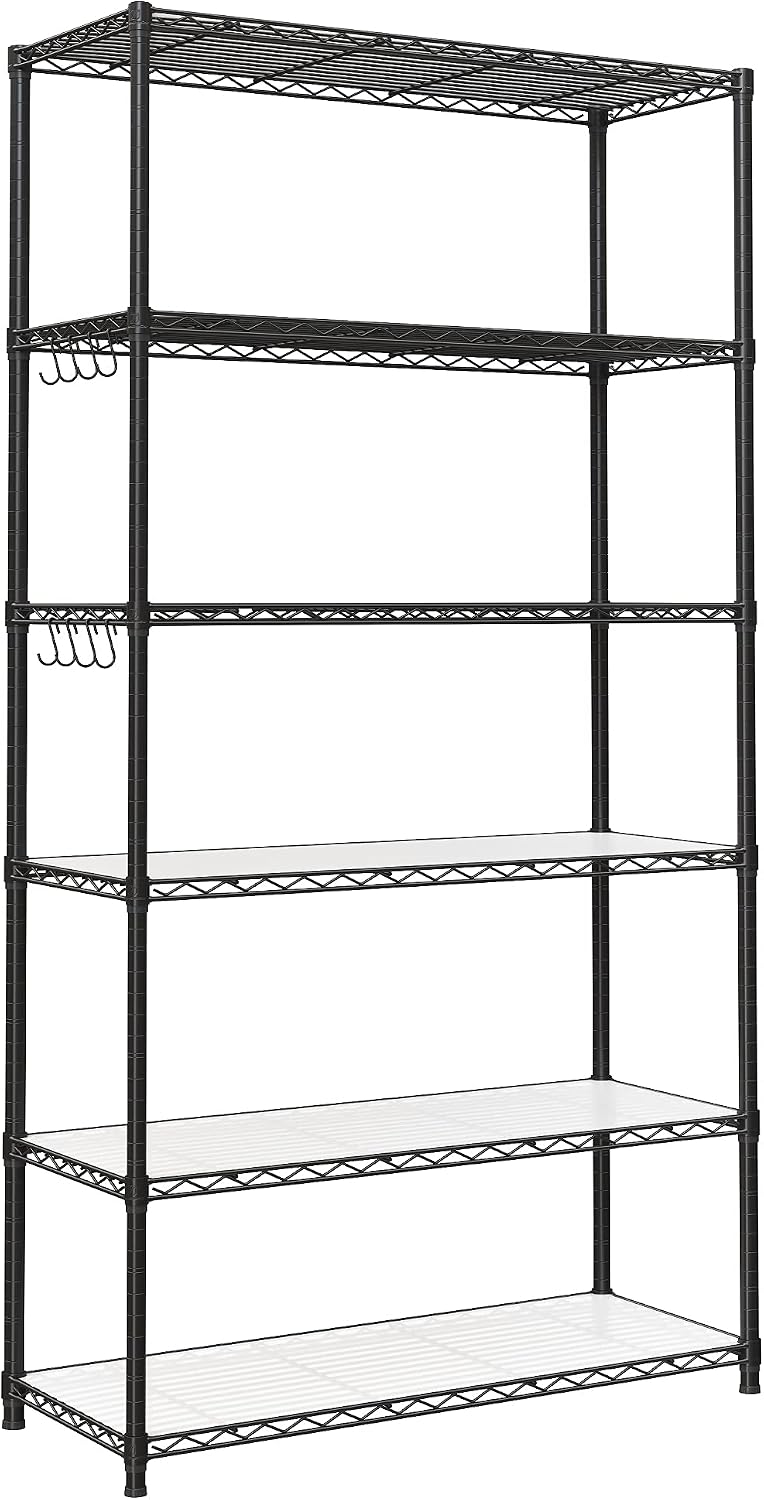 SONGMICS Storage Shelf, Metal Wire Shelving Unit, Adjustable Shelves, for Garage, Bedroom, Living Room, Kitchen, Pantry, 5 Tier