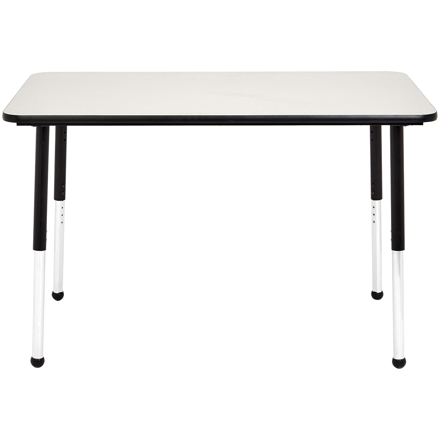 Amazon Basics Adjustable Height Rectangular Classroom Activity Table, Writing Desk for School and Home, Grey Top/Black Edge, 47" W x 29" L x 30" H