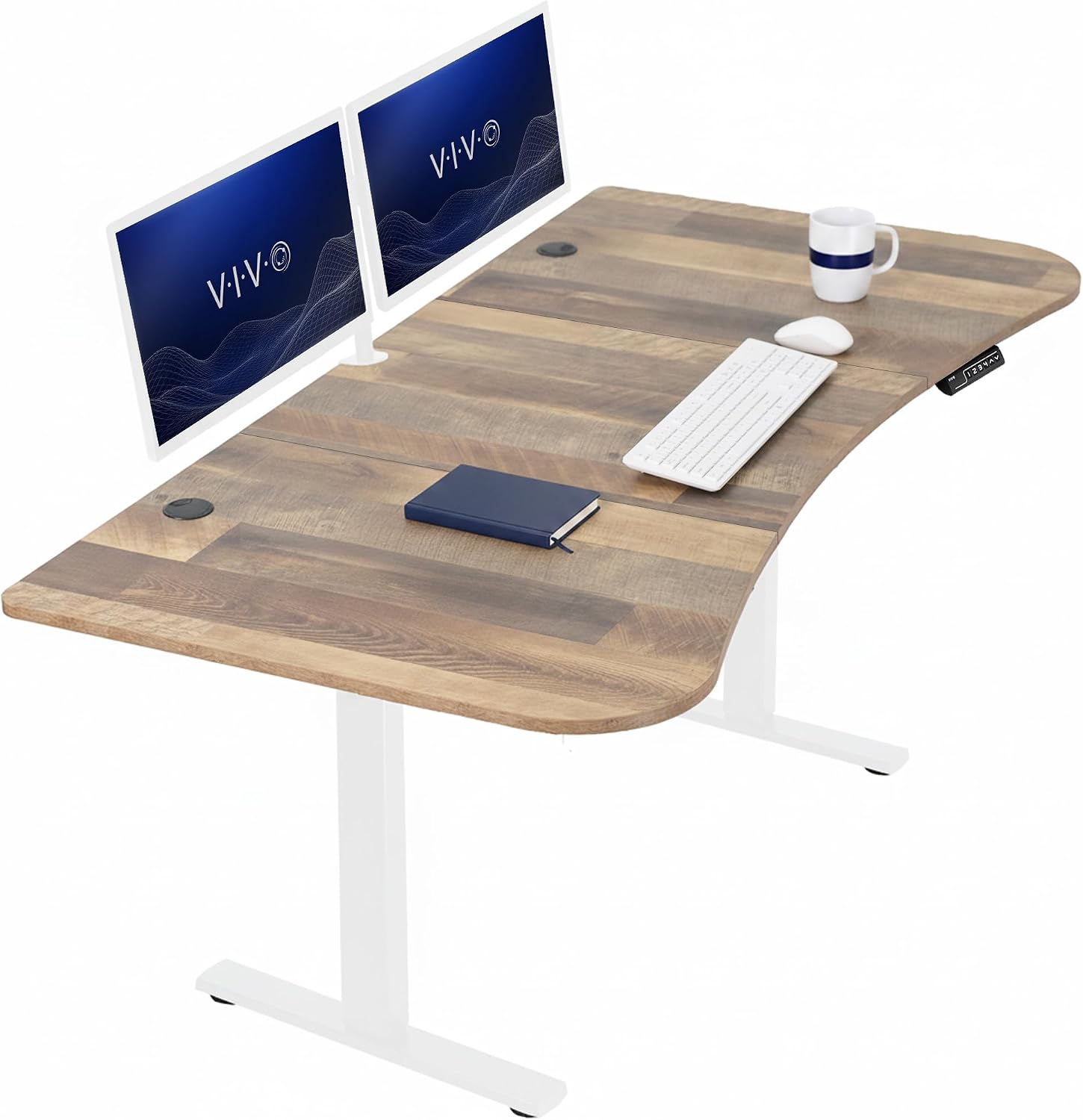 VIVO Electric 63 x 32 in Standing Desk, Memory Height Adjustment, 1B Series, Holds 220 lbs, Dark Walnut Top Black Frame, DESK-KIT-1B1D