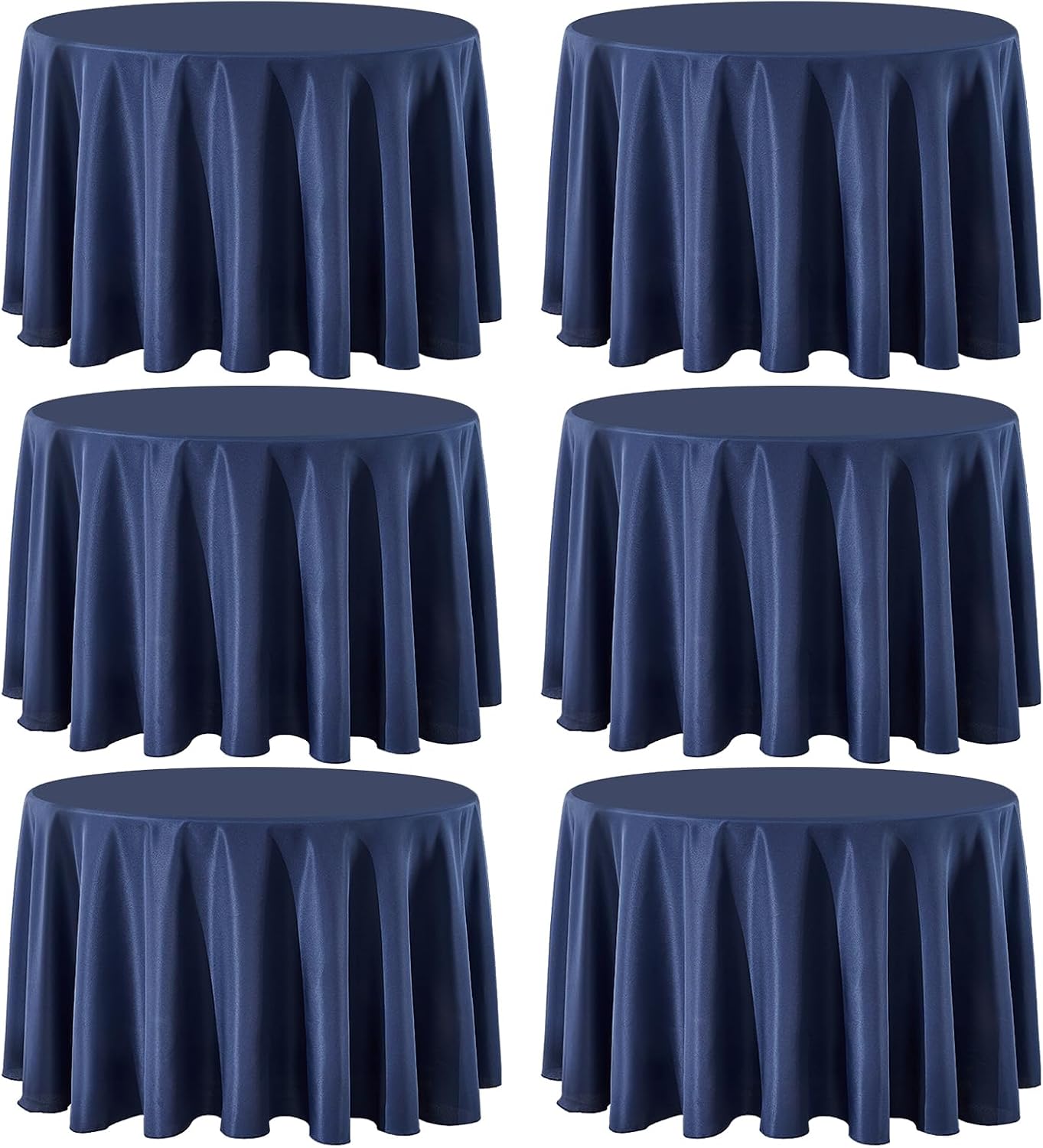 Aocoz Round Tablecloth 120 Inch 6 Pack White Tablecloths Washable Decorative Linen Polyester Table Clothes Cover for Dining Table Banquets Buffet