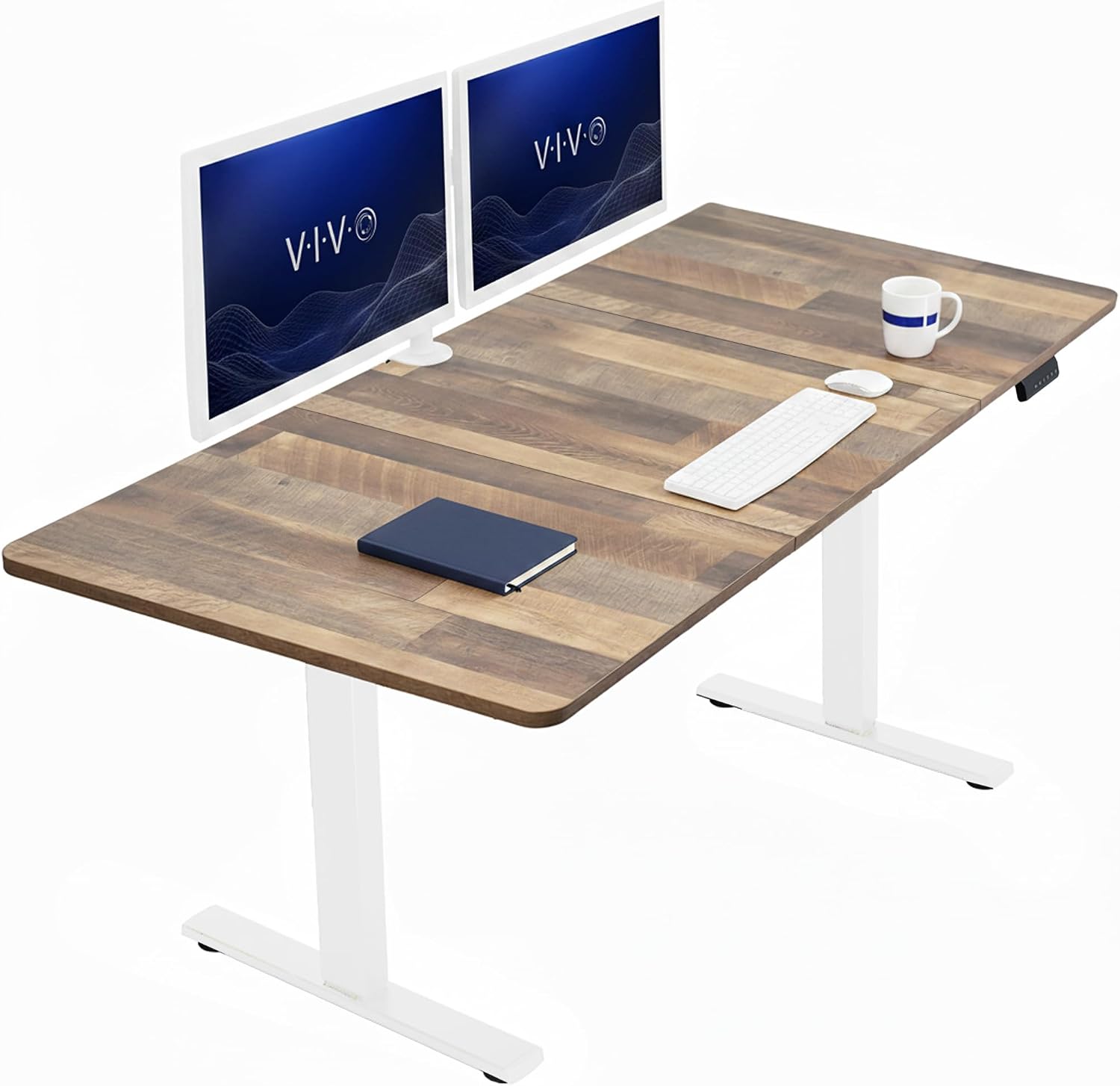 VIVO Electric 63 x 32 in Standing Desk, Memory Height Adjustment, 1B Series, Holds 220 lbs, Dark Walnut Top Black Frame, DESK-KIT-1B1D