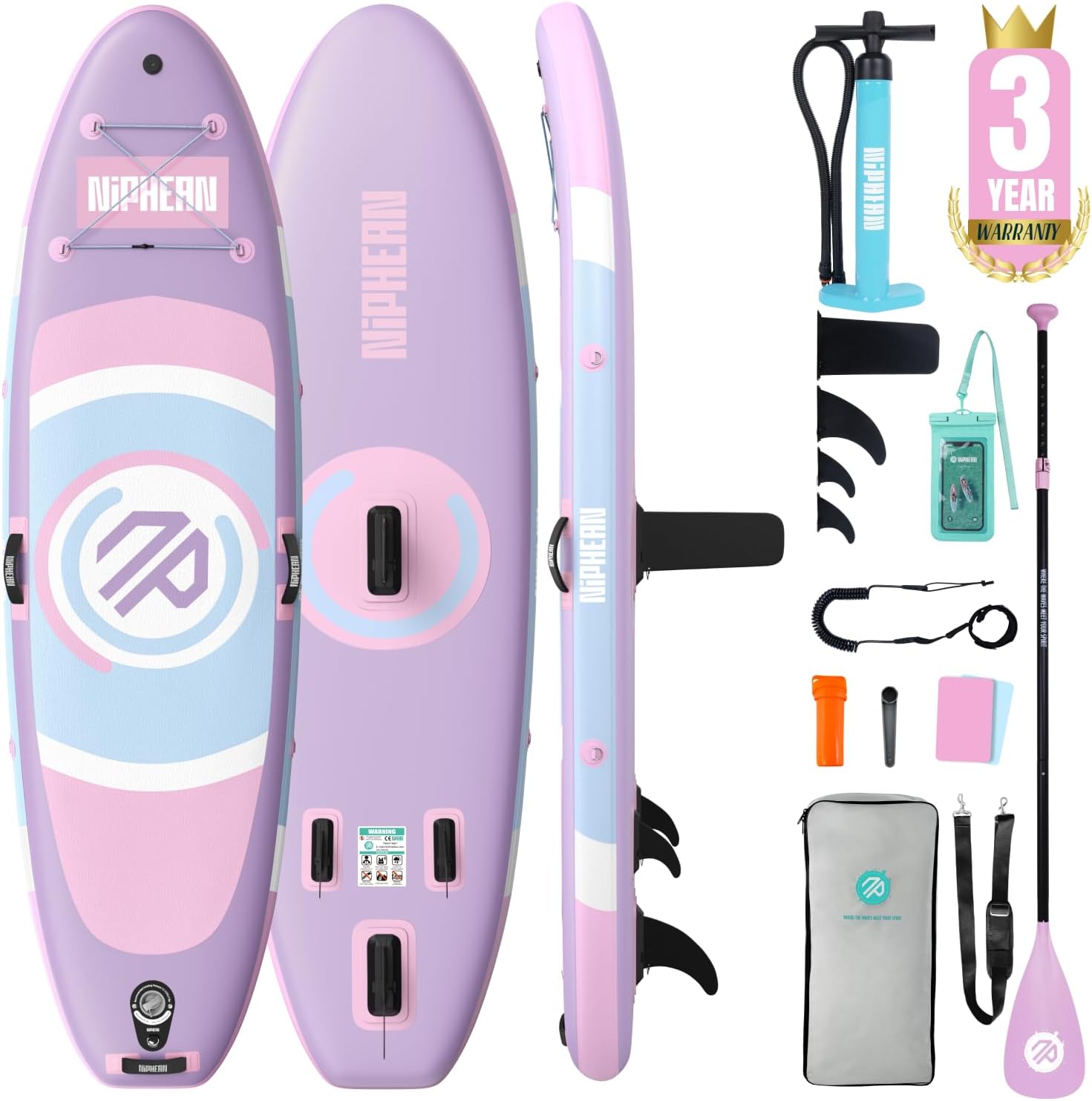 Niphean 10' Inflatable Paddle Board, Ultra-Light SUP for Beginners, Versatile Yoga Paddle Board with Durable SUP Accessories, 400lbs Capacity