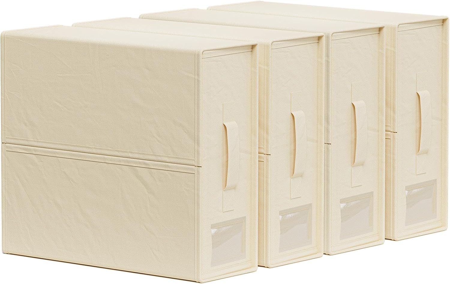 SUOCO SheetCube Bed Sheet Organizers and Storage 6 Pack, Foldable Linen Closet Organizer with Window and Label