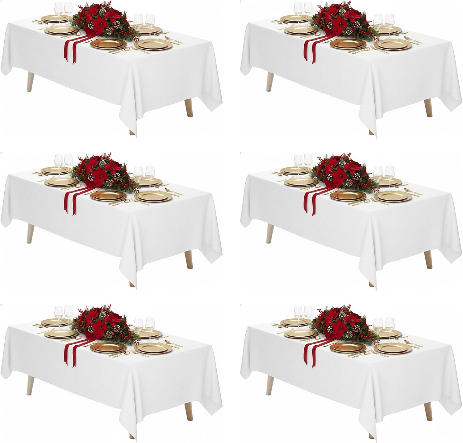 Fixwal 120 Inch Black Round Tablecloth, 6 Pack Round Table Cloth Polyester Fabric Washable Table Covers for New Year Decorations, Party, Banquet
