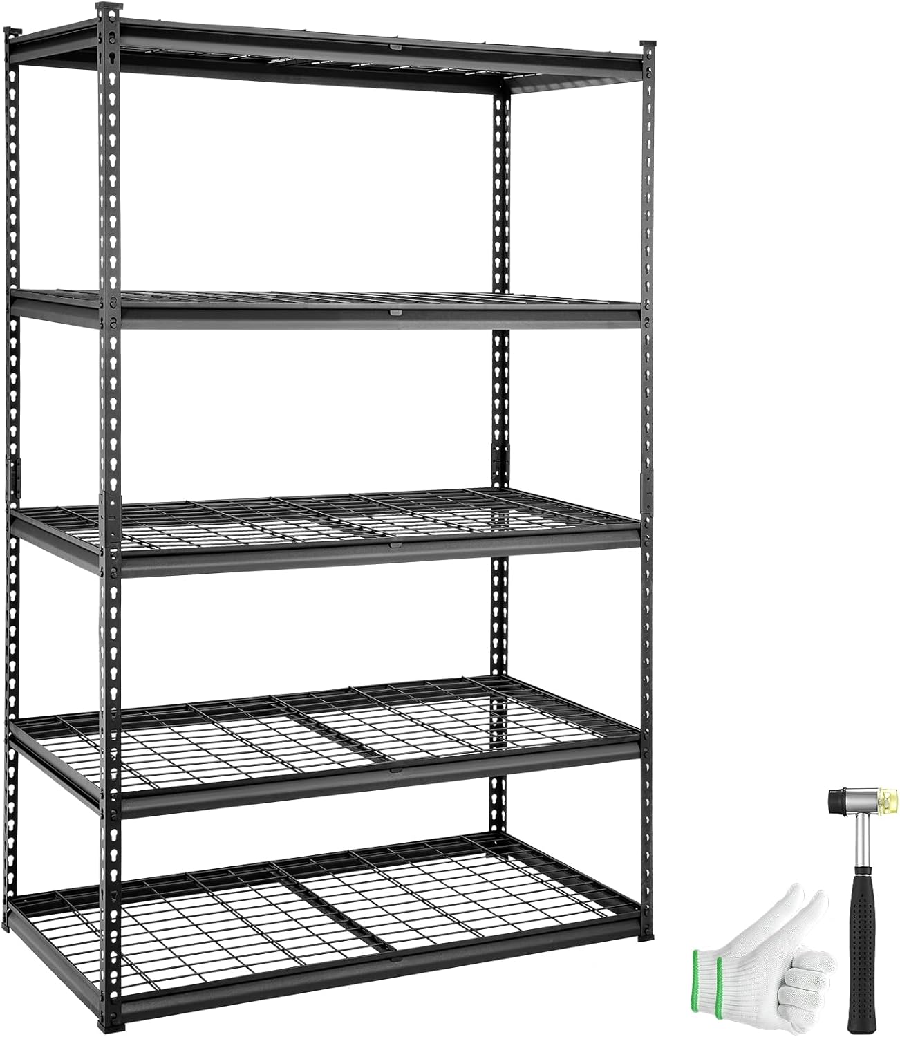VEVOR Storage Shelving Unit, 5-Tier Adjustable, 2000 lbs Capacity, Heavy Duty Garage Shelves Metal Organizer Wire Rack, Black