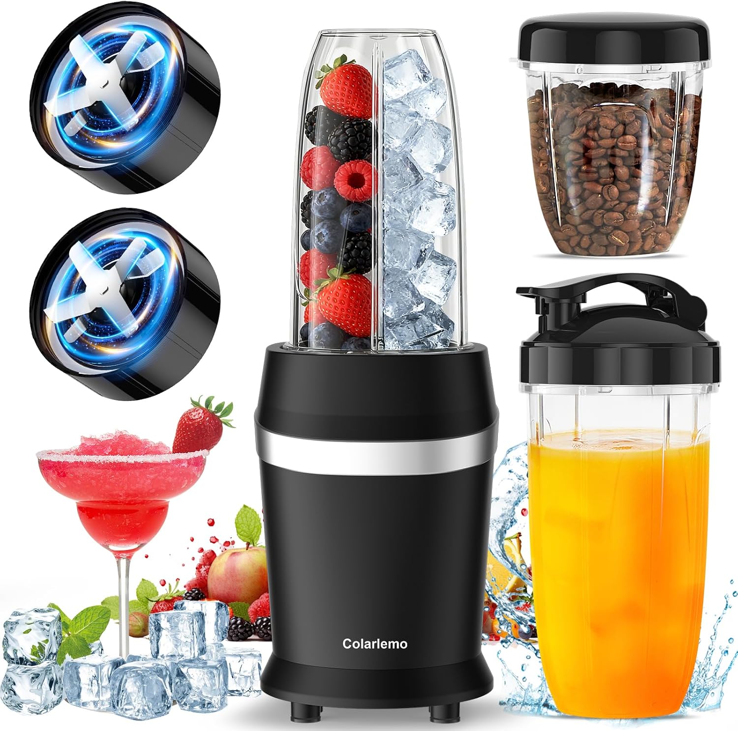 Colarlemo 12-Piece Smoothie Blender Maker 25, 000 RPM Personal Blender for Ice Crushing Smoothies and Frozen Drinks Nuts with 23oz, 32oz