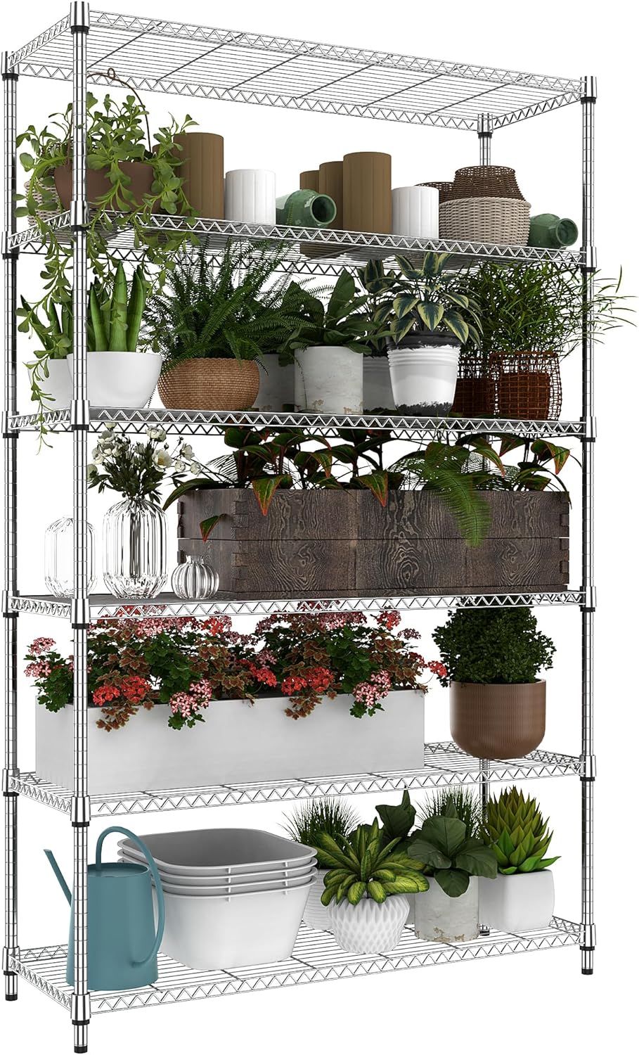M MZG 750 lbs 3 Tier Shelf Metal Storage Shelves Wire Rack Closet Organizers with PP Board for Garage Kitchen Bathroom Laundry Chrome 11.8" D x 21.7"