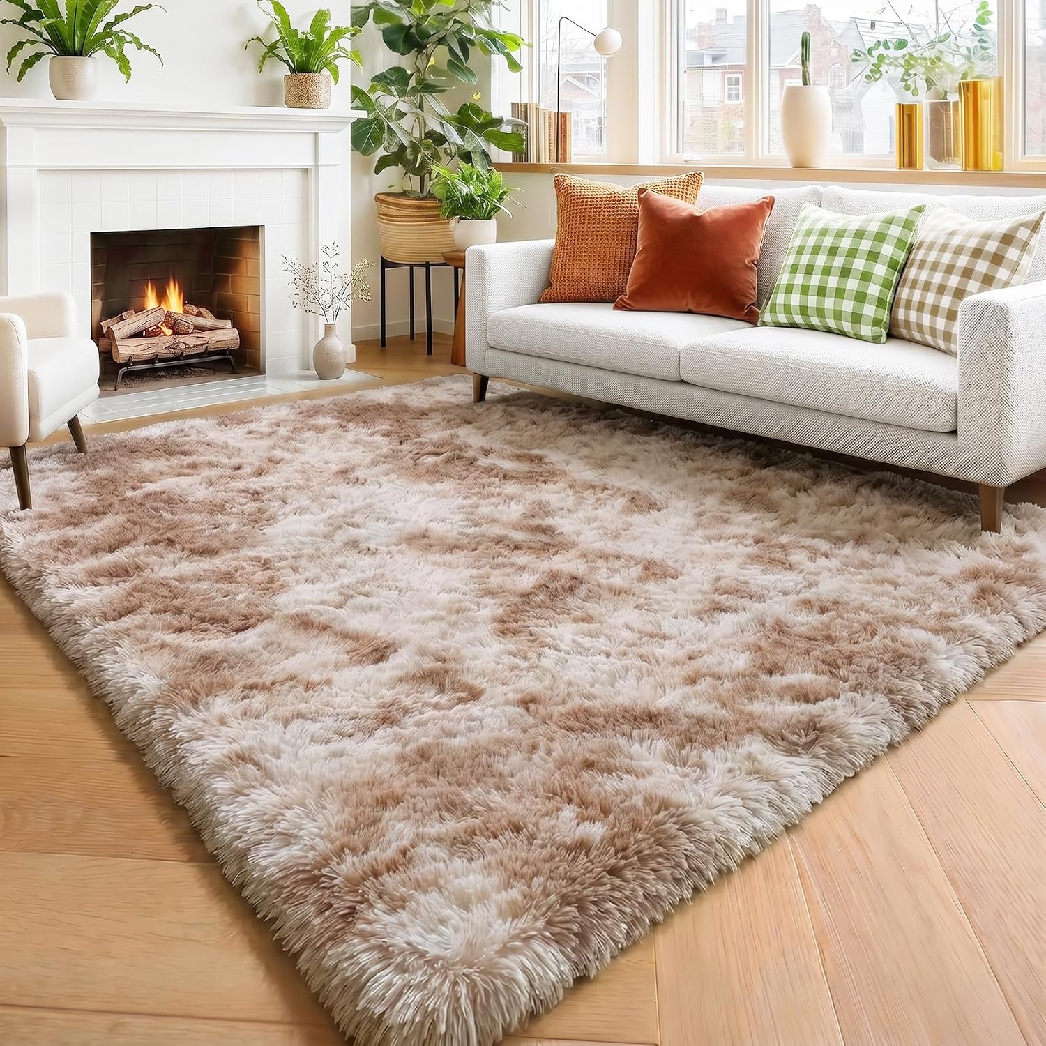 Amdrebio Grass Green Rugs for Living Room Bedroom Decor Aesthetic, 9x12 Large Fluffy Shag Area Rug for Kids Room Baby Nursery Teen Girls Boys