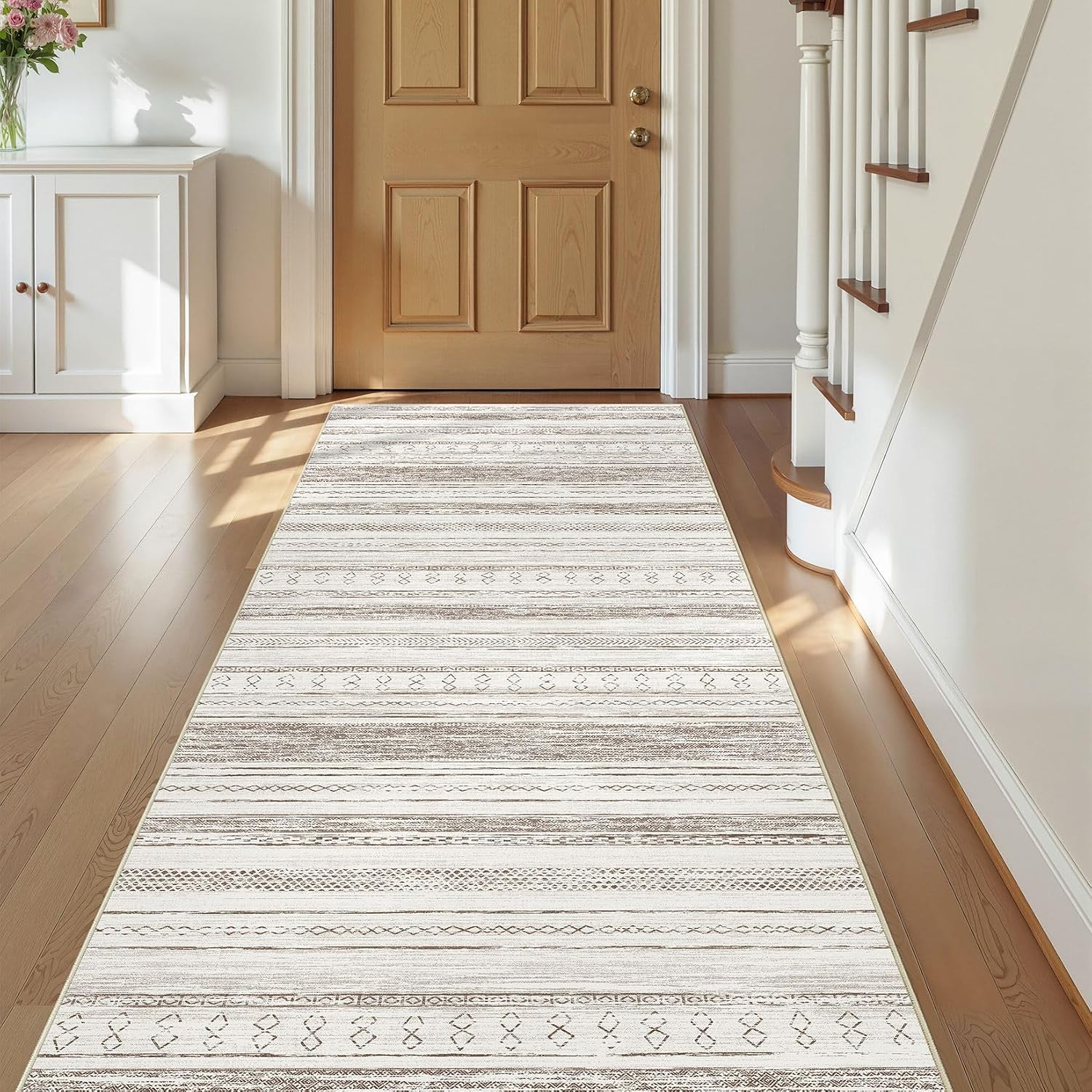 Tortania Area Rug Living Room Rugs - 10x12 Washable Large Soft Neutral Boho Moroccan Bohemian Farmhouse Rug Indoor Floor Carpet for Bedroom Under