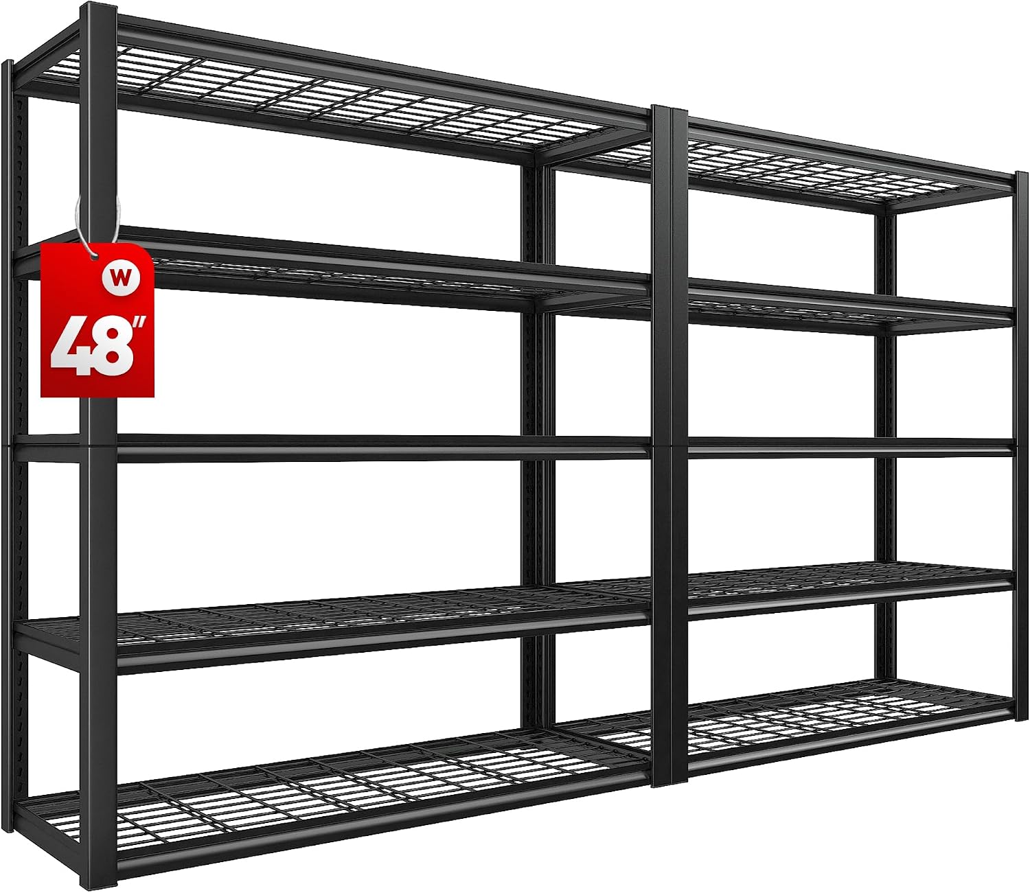 REIBII 5 Tier Garage Shelving for Garage, Adjustable Metal Shelving, 3000LBS Capacity, 36"W x 16"D x 72"H, Rust-Resistant, Solid Steel, Fits Pantry