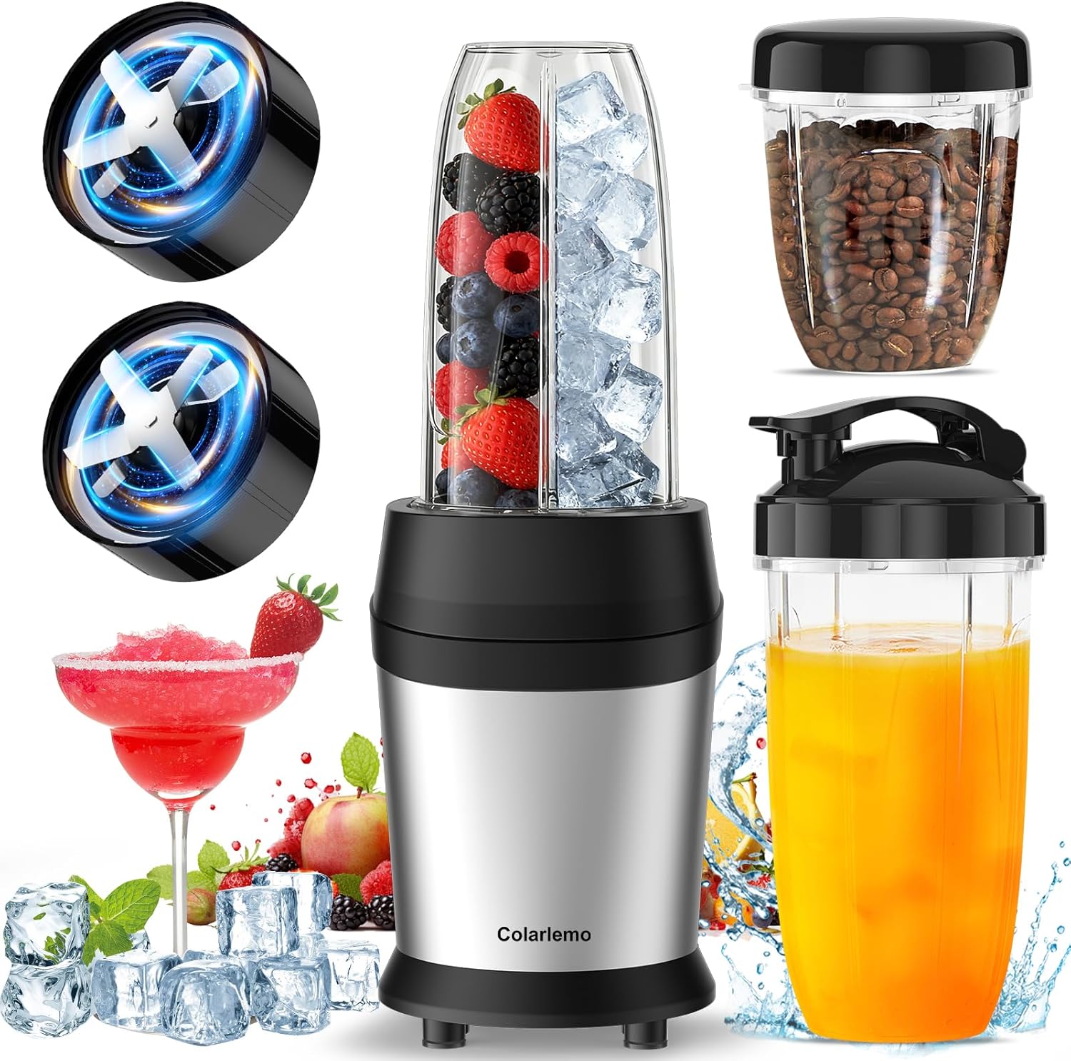 Colarlemo 12-Piece Smoothie Blender Maker 25, 000 RPM Personal Blender for Ice Crushing Smoothies and Frozen Drinks Nuts with 23oz, 32oz