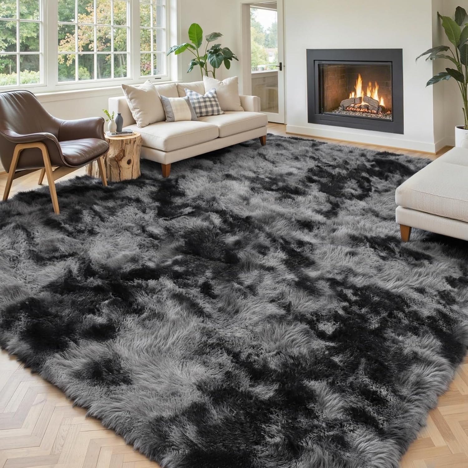 junhejiamei Area Rugs 9x12 Living Room, Large Area Rug Shaggy Carpet Soft Plush Furry Bedside Rug