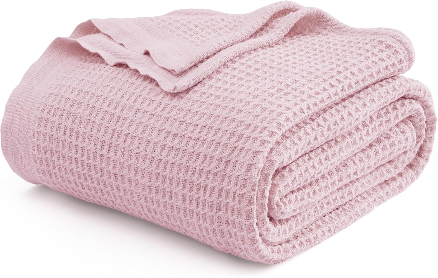 Bedsure 100% Cotton Blanket King Size for Bed - Cooling Breathable and Soft for Summer, Thick Cozy Waffle Weave Blanket Gifts for Women, White