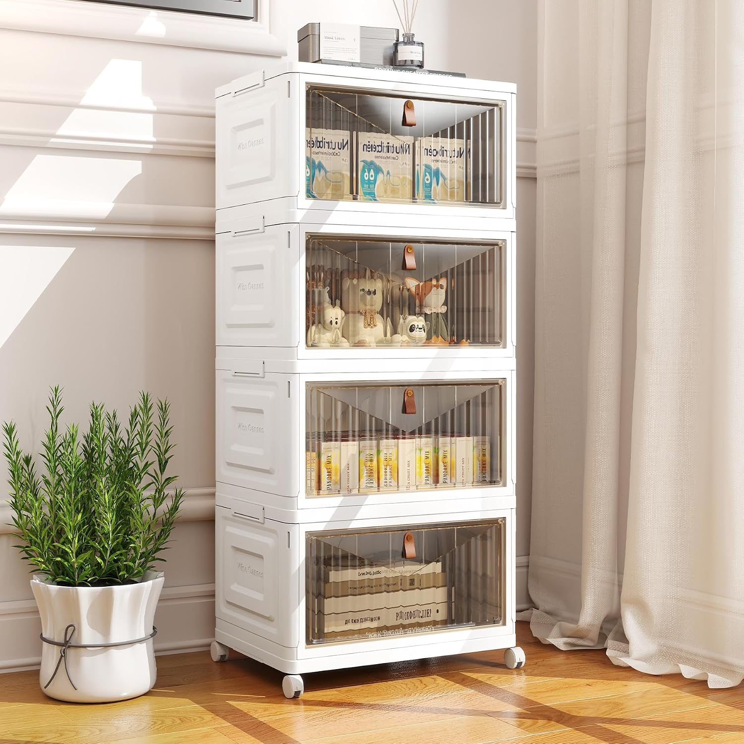 Wise Oannes Closet Organizers and storage, Storage cabinet with Wheels, Stackable Storage Bins with Wheels