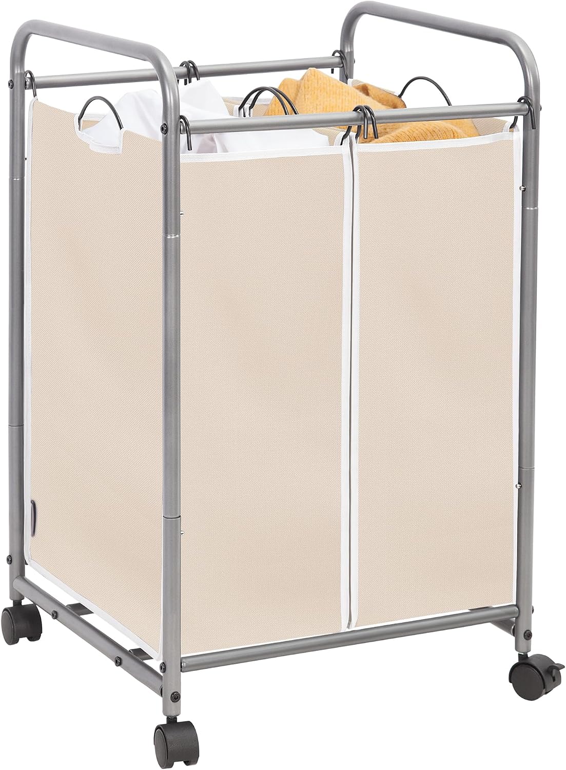 STORAGE MANIAC Laundry Sorter 4 Section, 47.5 Gal (180 L) Laundry Hamper with Wheels, Clothes Divider Basket Sorter