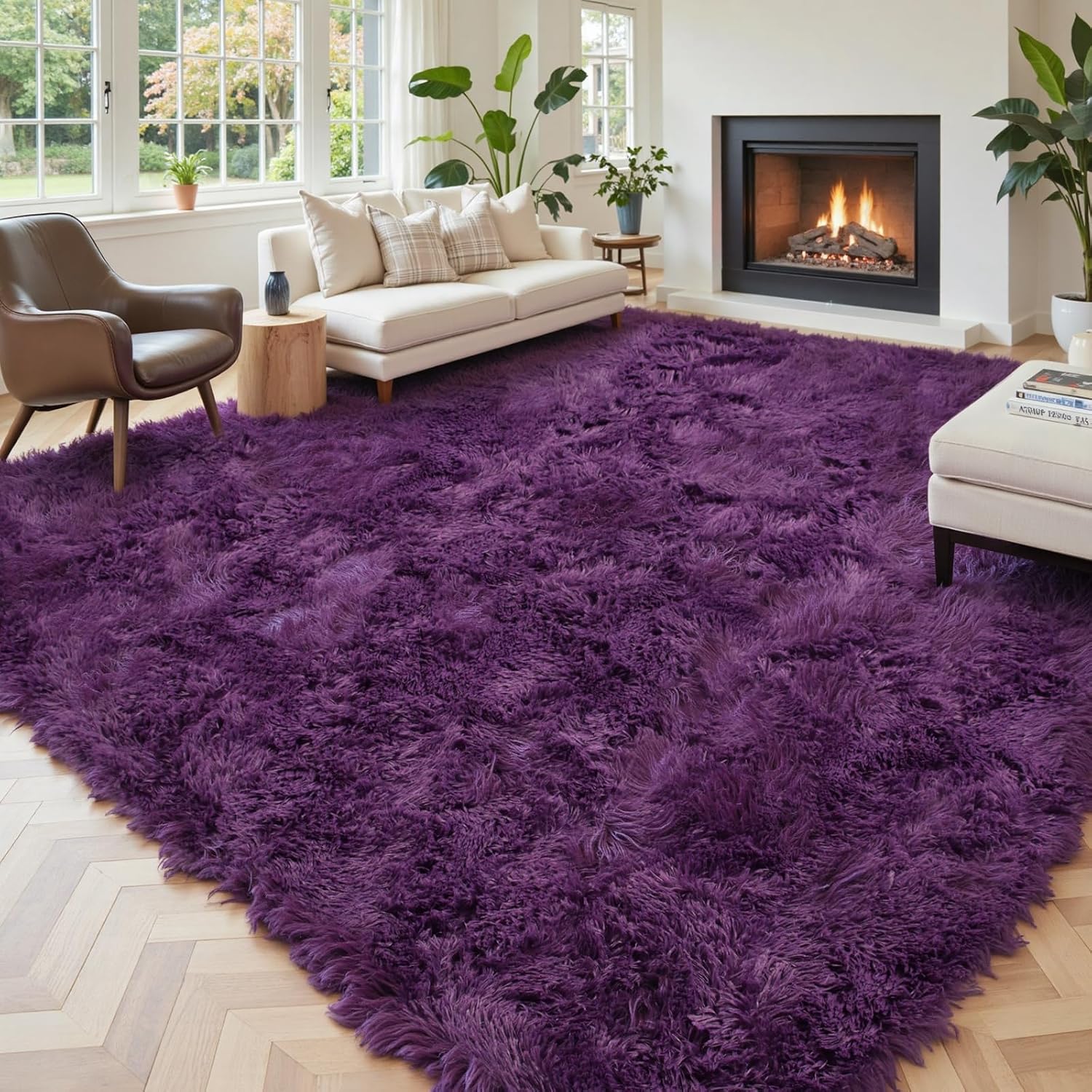 junhejiamei Area Rugs 9x12 Living Room, Large Area Rug Shaggy Carpet Soft Plush Furry Bedside Rug
