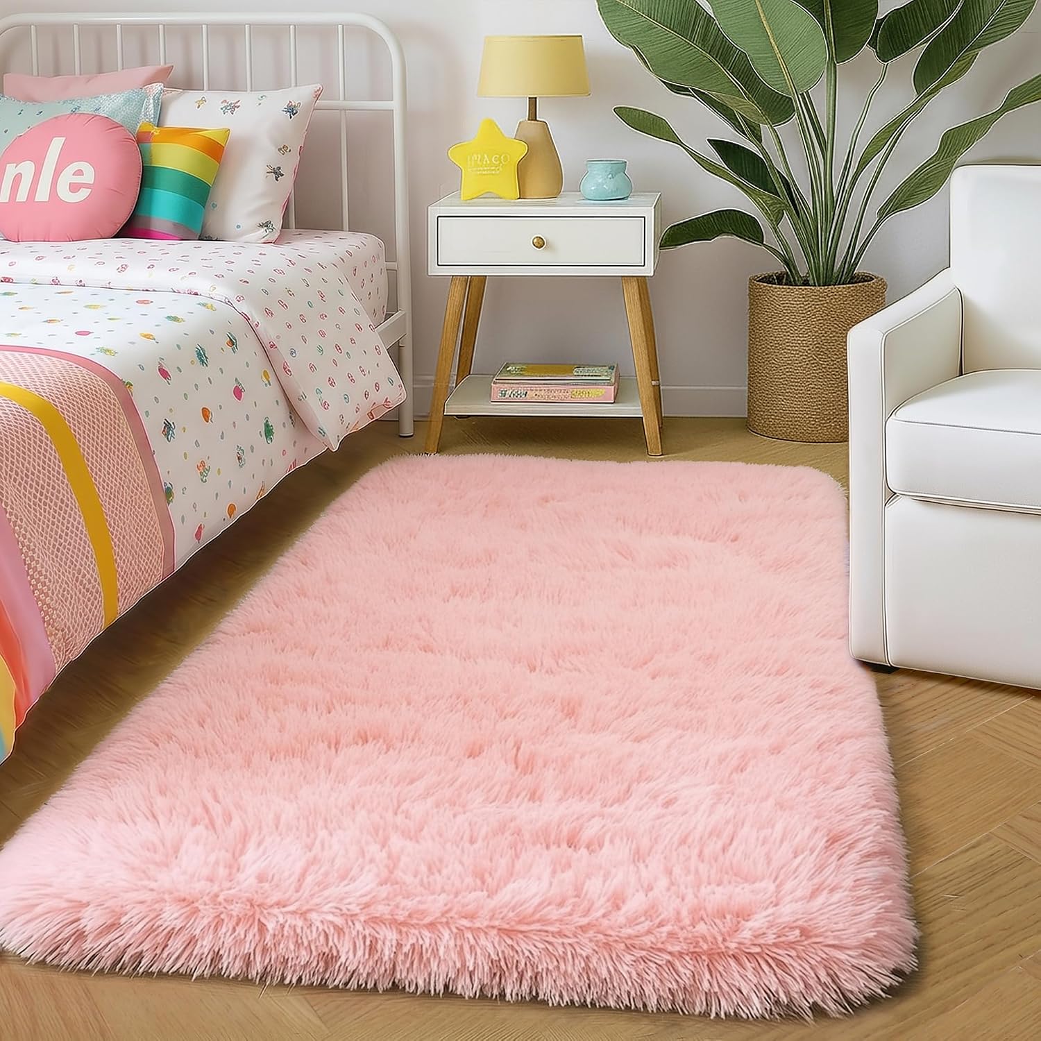 Amdrebio Grass Green Rugs for Living Room Bedroom Decor Aesthetic, 9x12 Large Fluffy Shag Area Rug for Kids Room Baby Nursery Teen Girls Boys