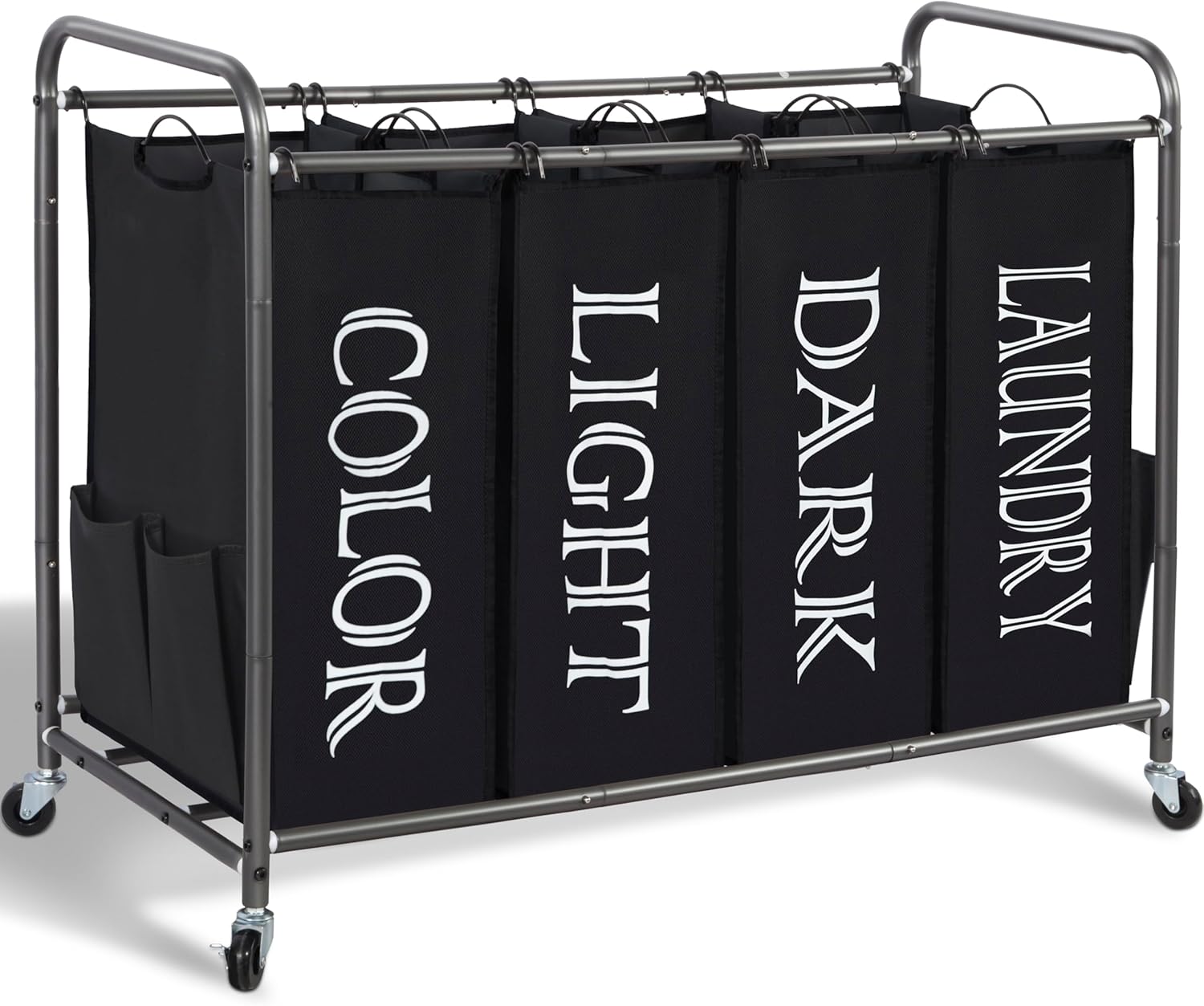 STORAGE MANIAC Laundry Sorter 4 Section, 47.5 Gal (180 L) Laundry Hamper with Wheels, Clothes Divider Basket Sorter
