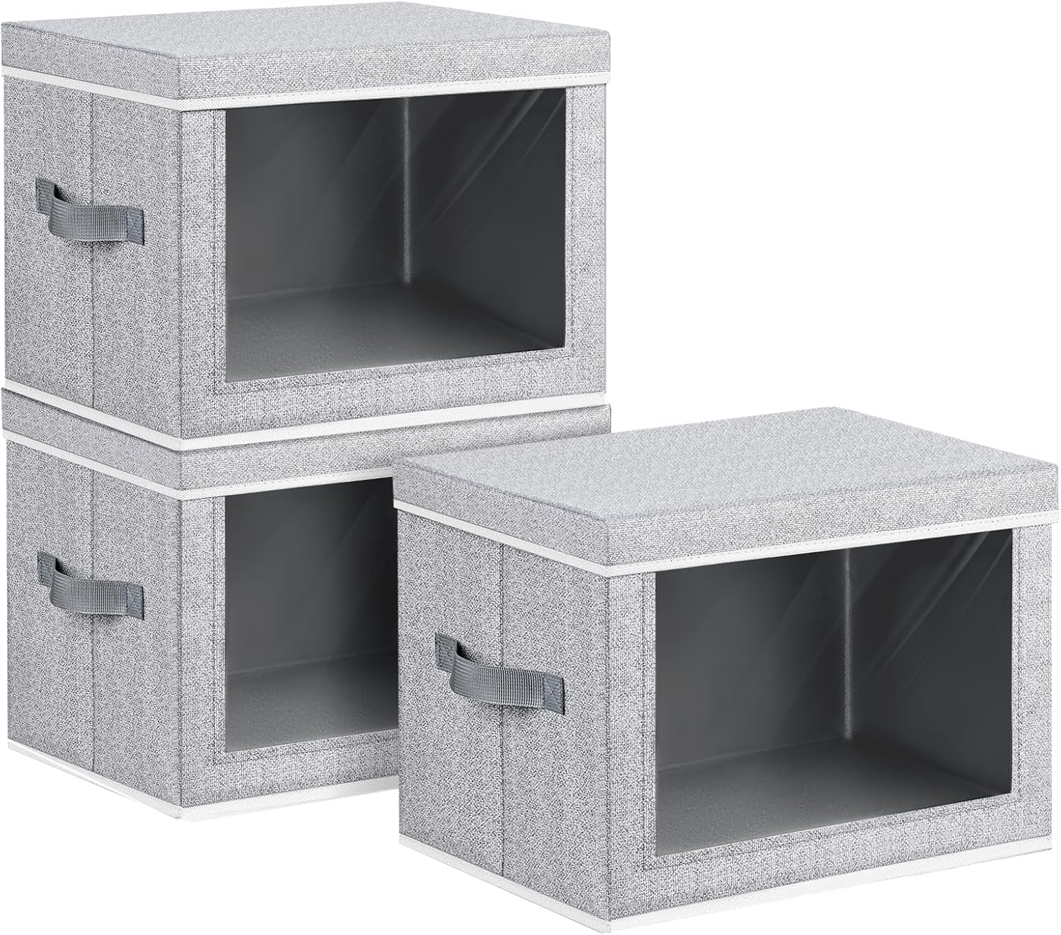 Homsorout Storage Bins with Lids - Large Decorative Basket with Lids, Fabric Foldable Closet Organizer Bins, Stackable Shelf Organizer for Living Room