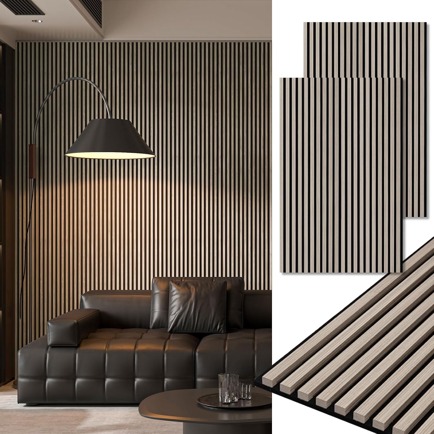 Art3d 2-Pack 108" x 12" Acoustic Wood Panels for Wall, Soundproof Wood Slat Panel for Wall and Ceiling