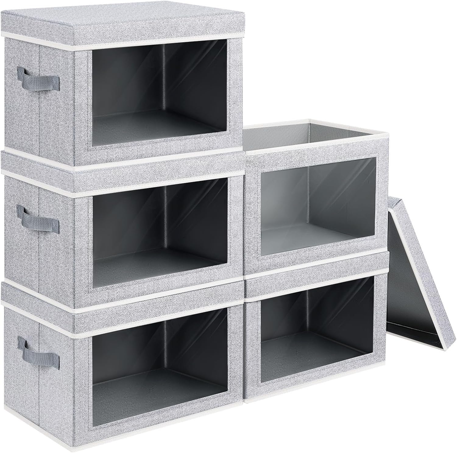 Homsorout Storage Bins with Lids - Large Decorative Basket with Lids, Fabric Foldable Closet Organizer Bins, Stackable Shelf Organizer for Living Room