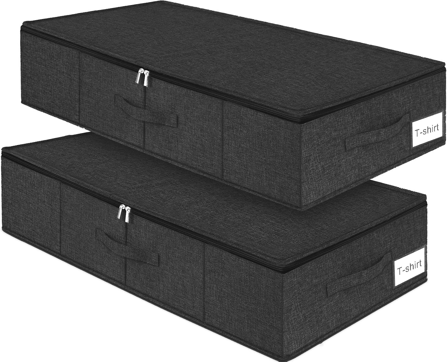 punemi 6 in Tall Under Bed Storage Containers with Firm Sides, 3Pack, Grey, Firm Sides, Top &Bottom, Stackable Design, for Blankets, Clothes and Toys