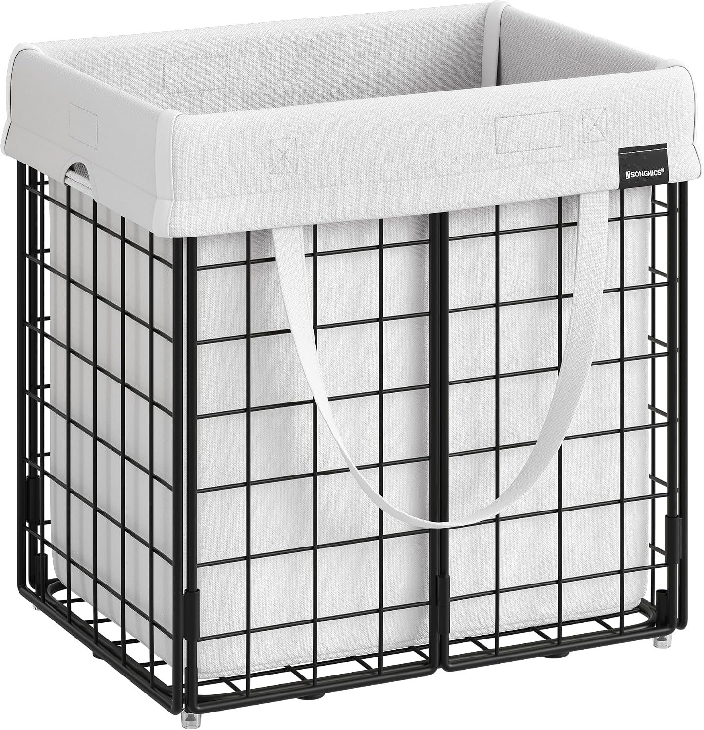 SONGMICS Laundry Hamper, 23.8 Gal. (90L) Laundry Basket, Collapsible Clothes Hamper, Black and White ULCB190W01
