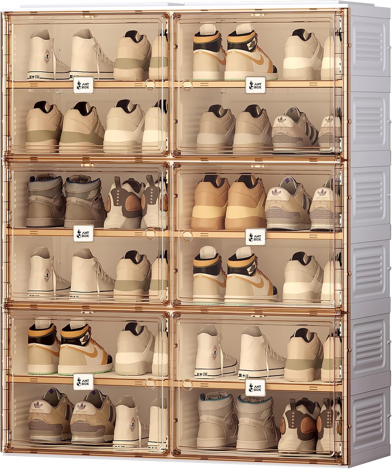 ANTBOX Portable Shoe Rack Organizer for Closet Entryway, Stackable Sneaker Storage Shoe Cabinet with Magnetic Clear Door, 10 Tiers 40 Pairs