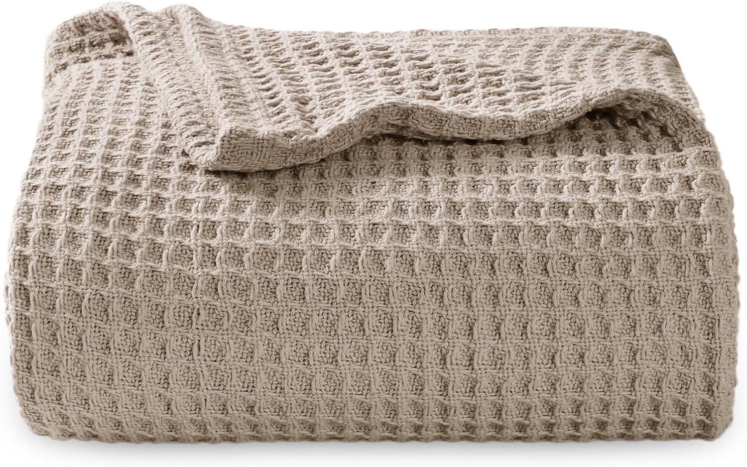 Bedsure 100% Cotton Blanket King Size for Bed - Cooling Breathable and Soft for Summer, Thick Cozy Waffle Weave Blanket Gifts for Women, White
